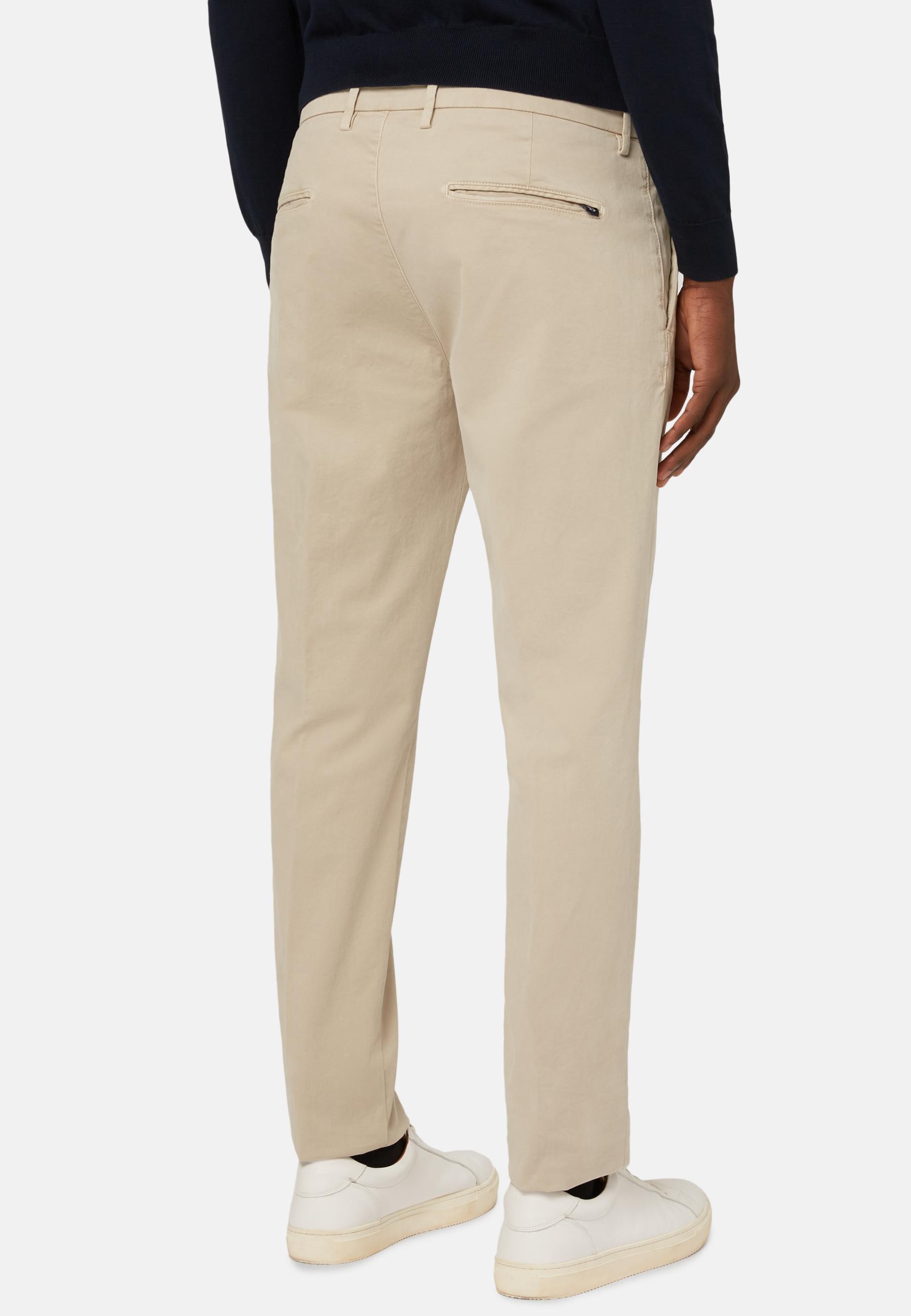 Beige Stretch Cotton Trousers, , large image number 2