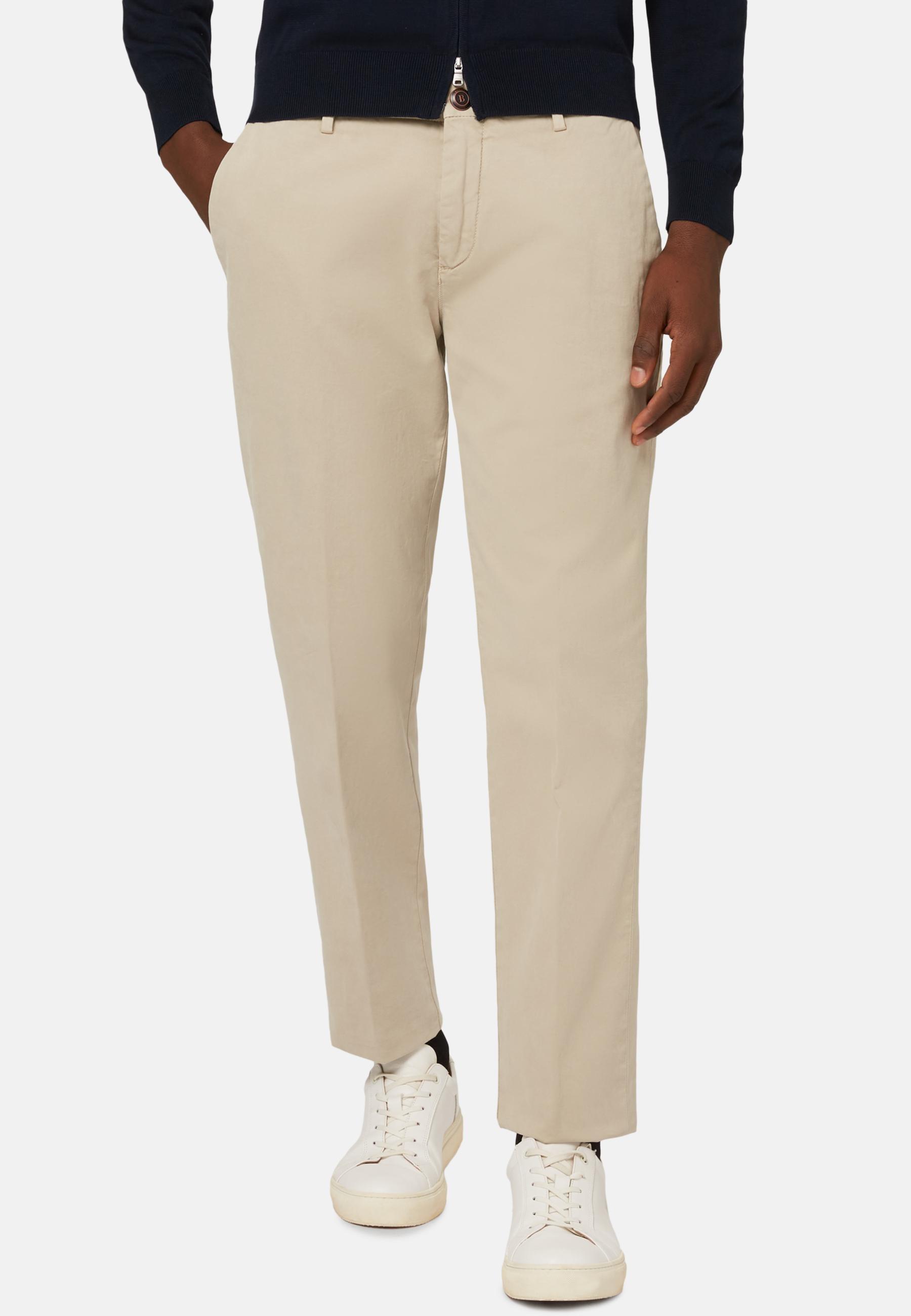 Trousers in Stretch Cotton, Beige, Beige, large image number 3