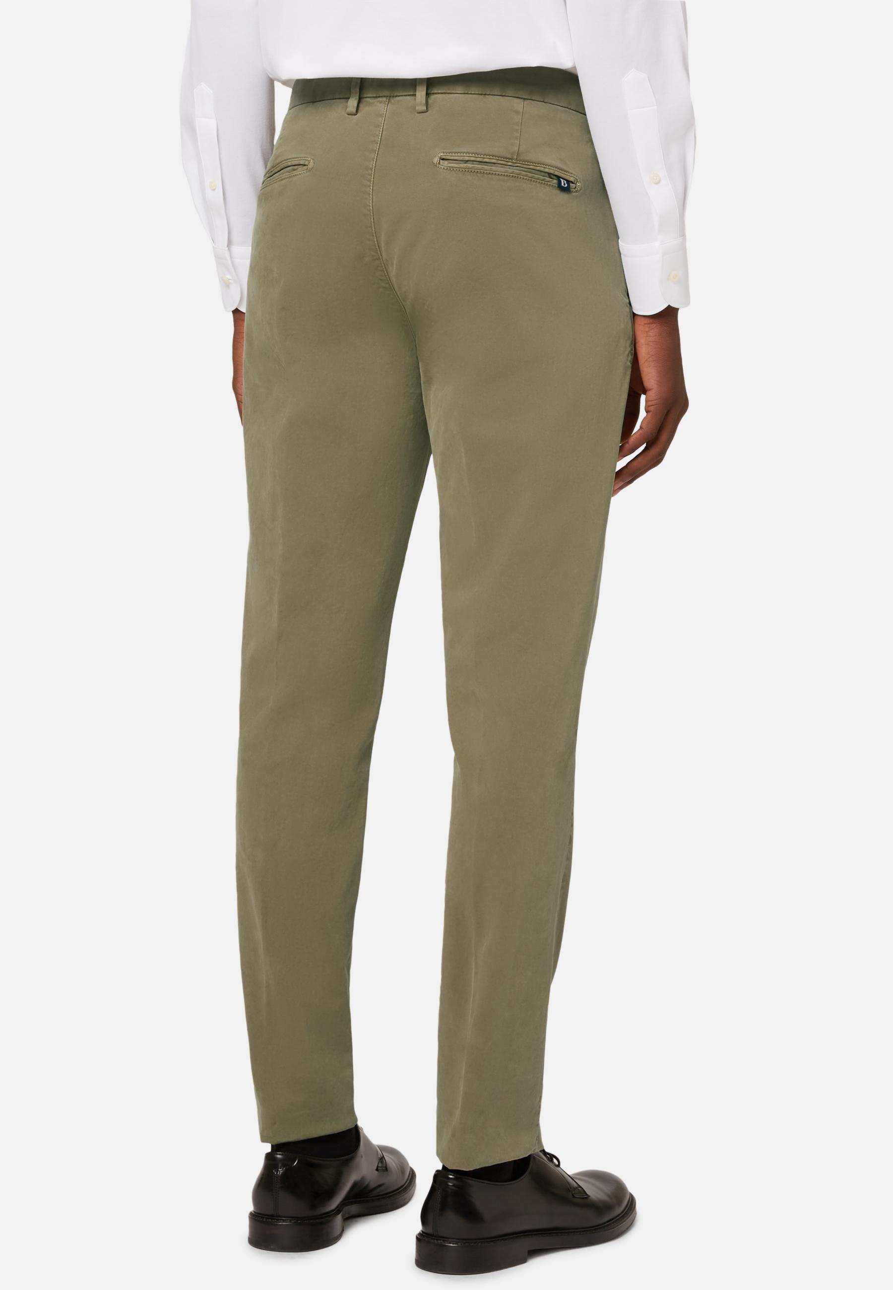Stretch Cotton Trousers Khaki, Kaki, large image number 4