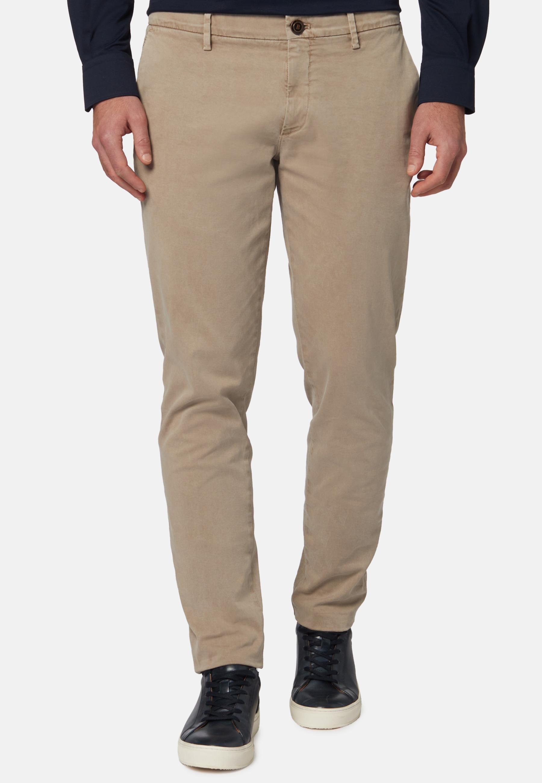 Beige Stretch Cotton Trousers, , large image number 0