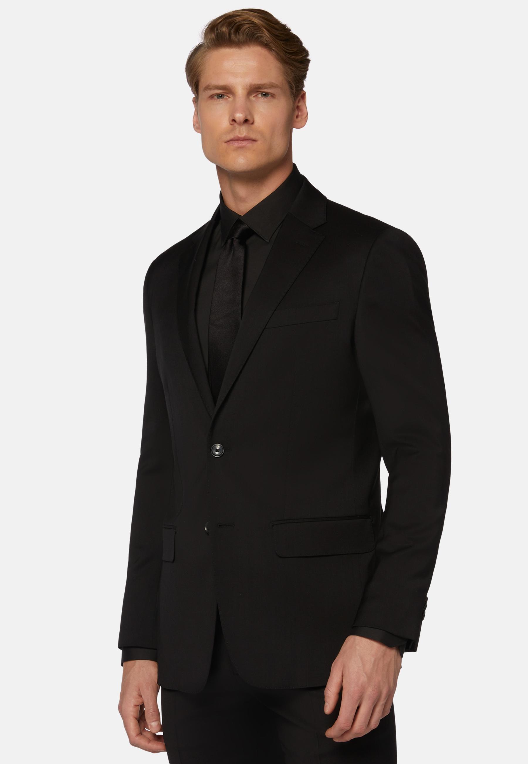 Black Stretch Wool Knit Jacket, , medium