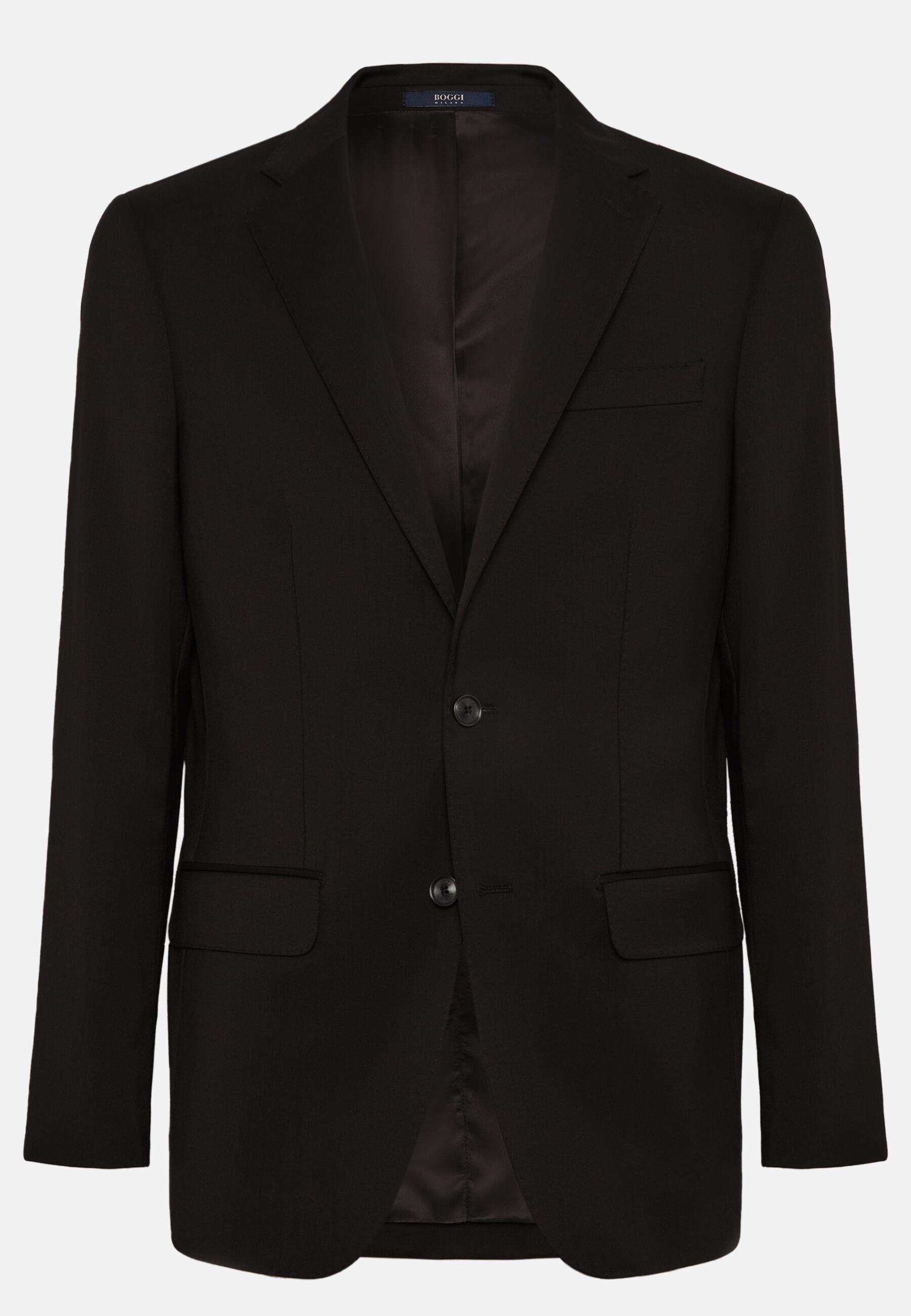 Jacket in Black Stretch Wool Knit, Black, Black, large image number 8