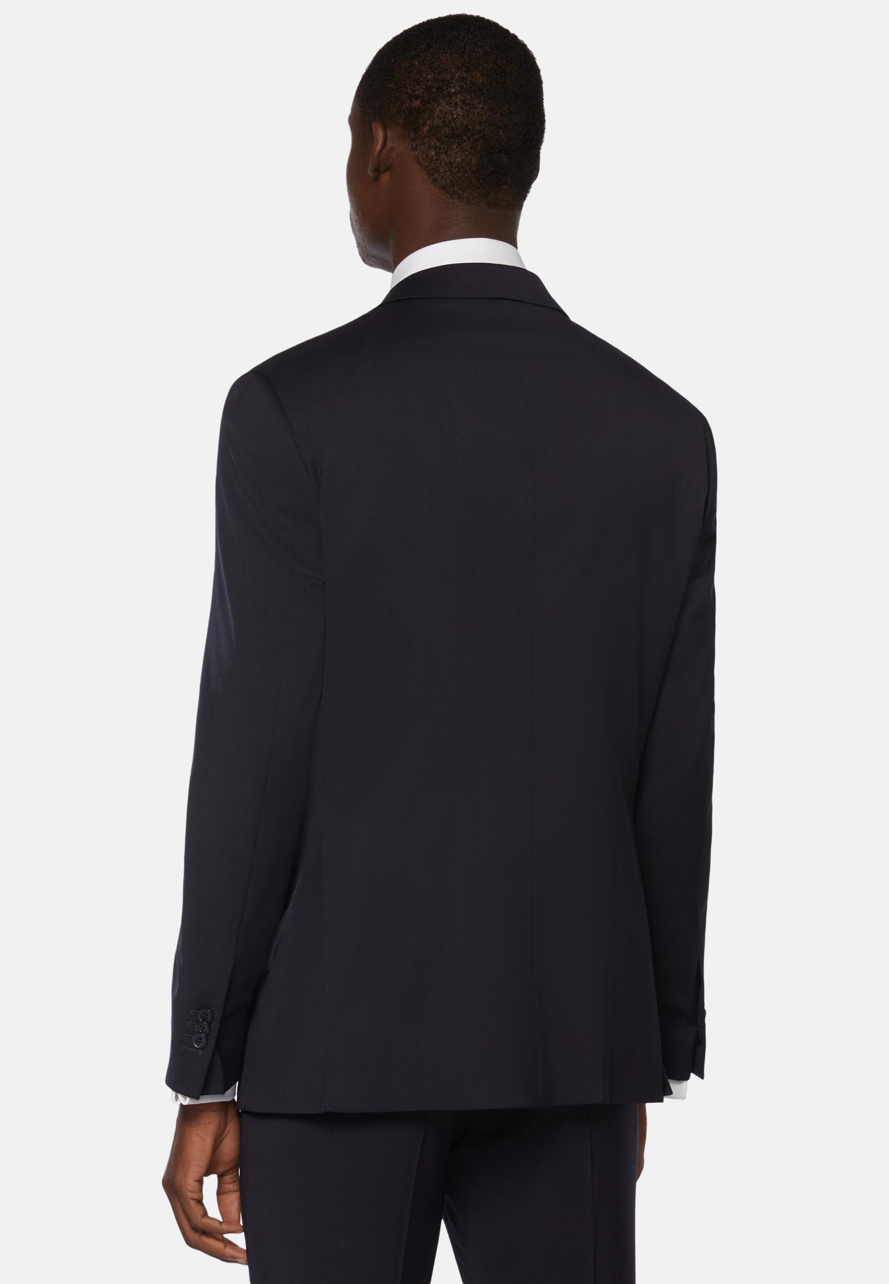 Navy Stretch Wool Knit Jacket, , large image number 1