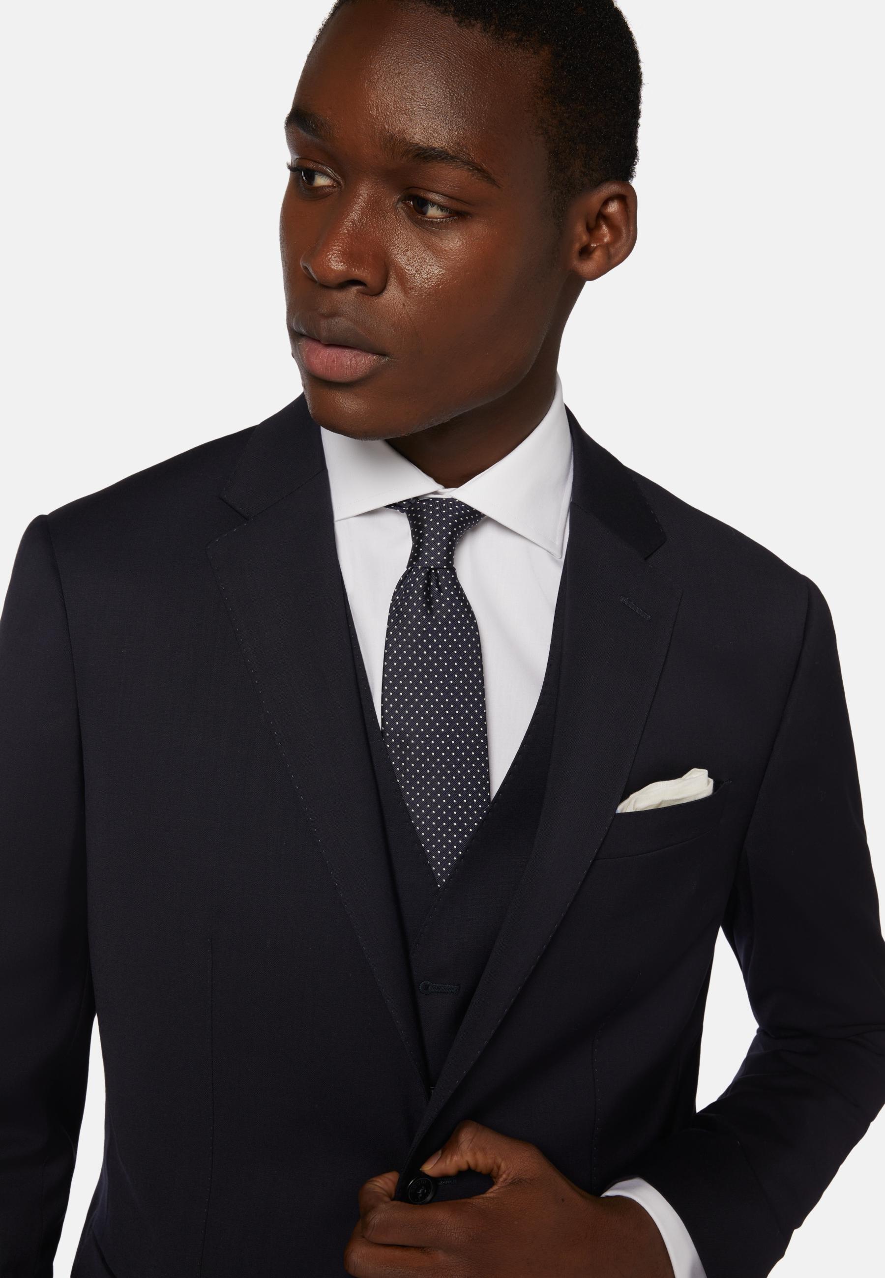 Navy Stretch Wool Knit Jacket, , large image number 2