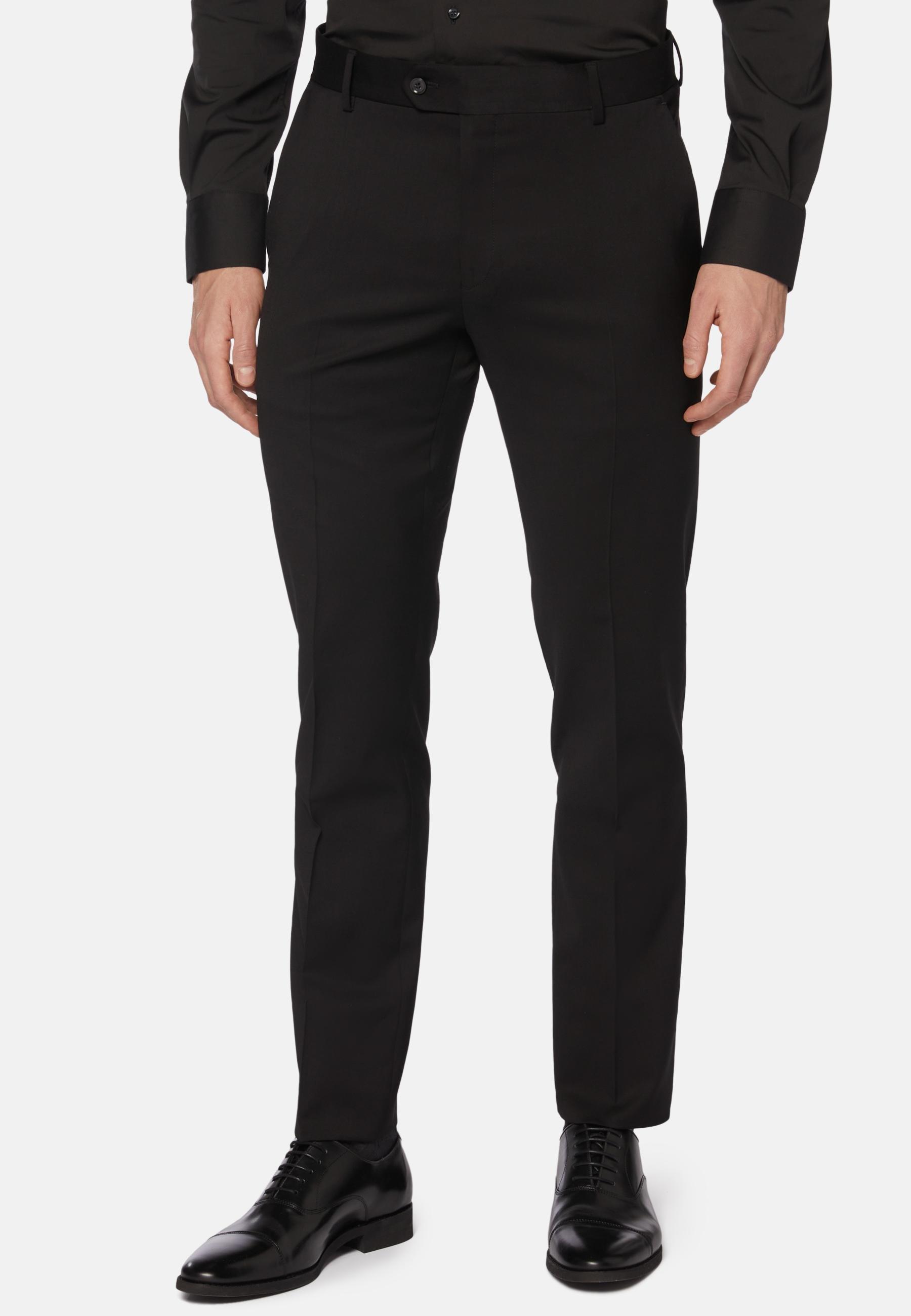 Black Trousers In Stretch Knitted Wool, , large image number 0