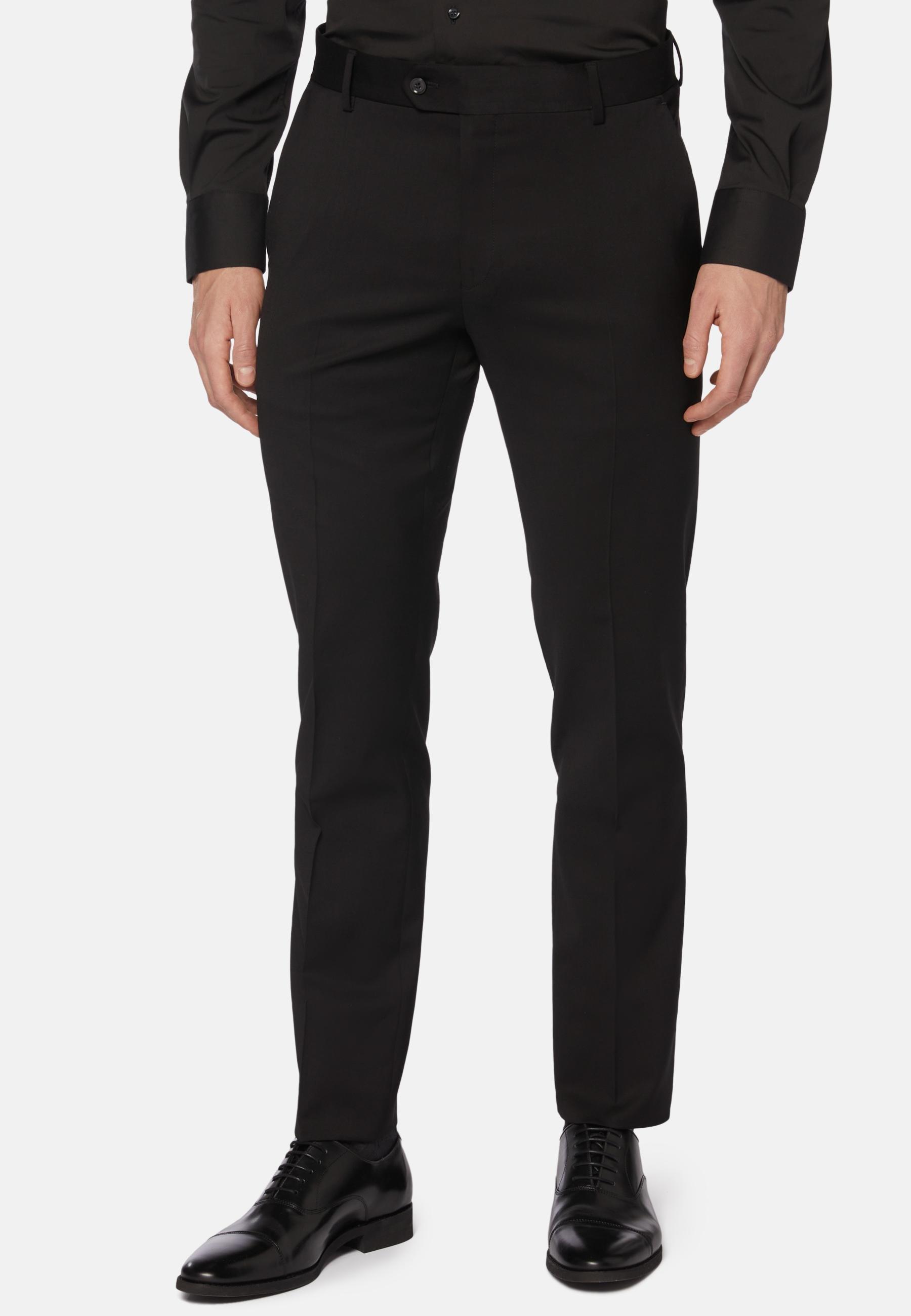 Boggi Milano - Black Trousers In Stretch Knitted Wool