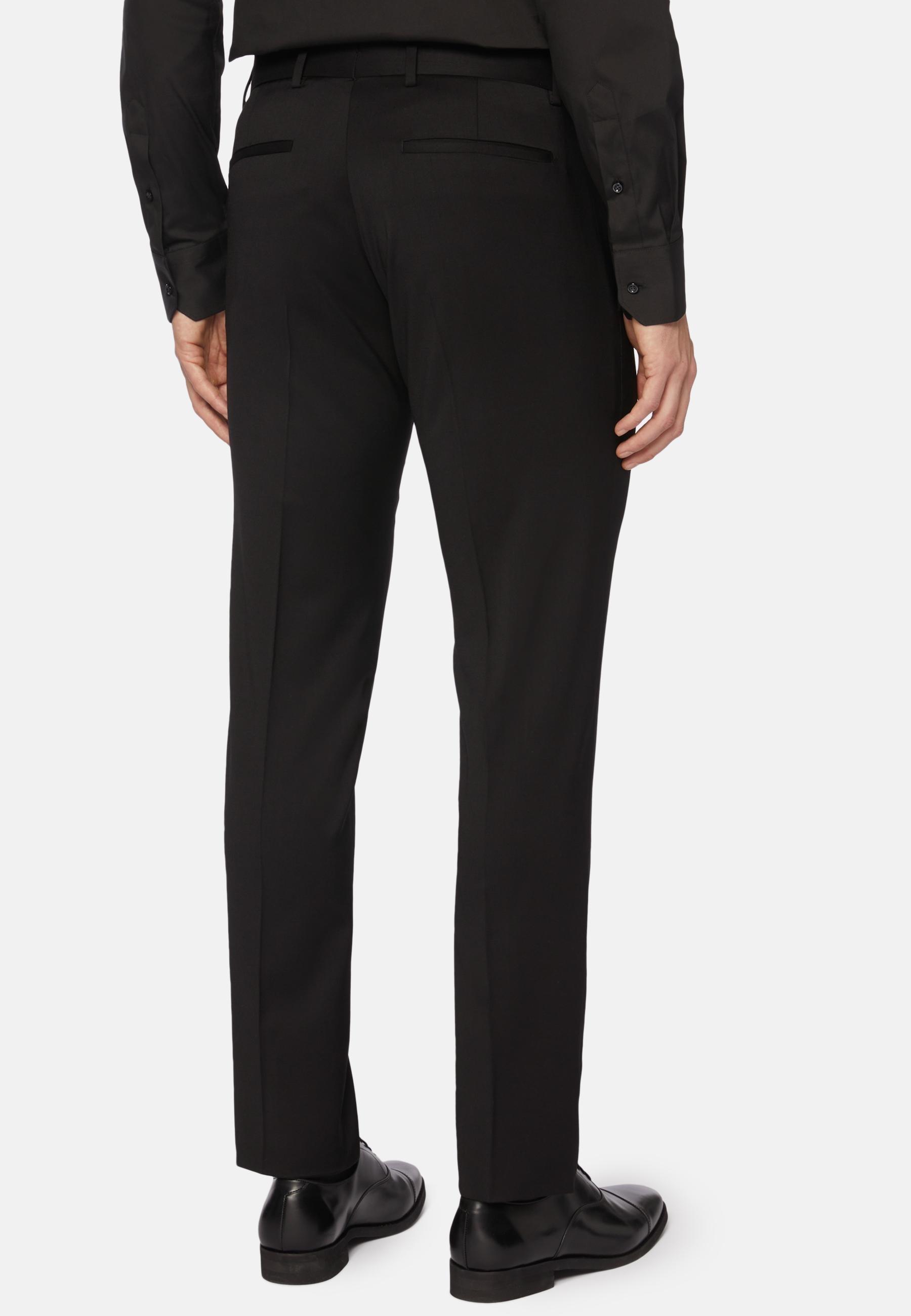 Black Trousers In Stretch Knitted Wool, , large image number 2