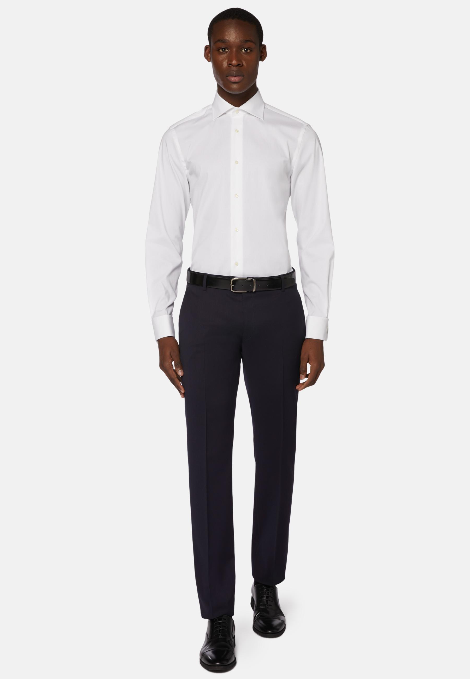 Navy Trousers In Stretch Knitted Wool, , large image number 1