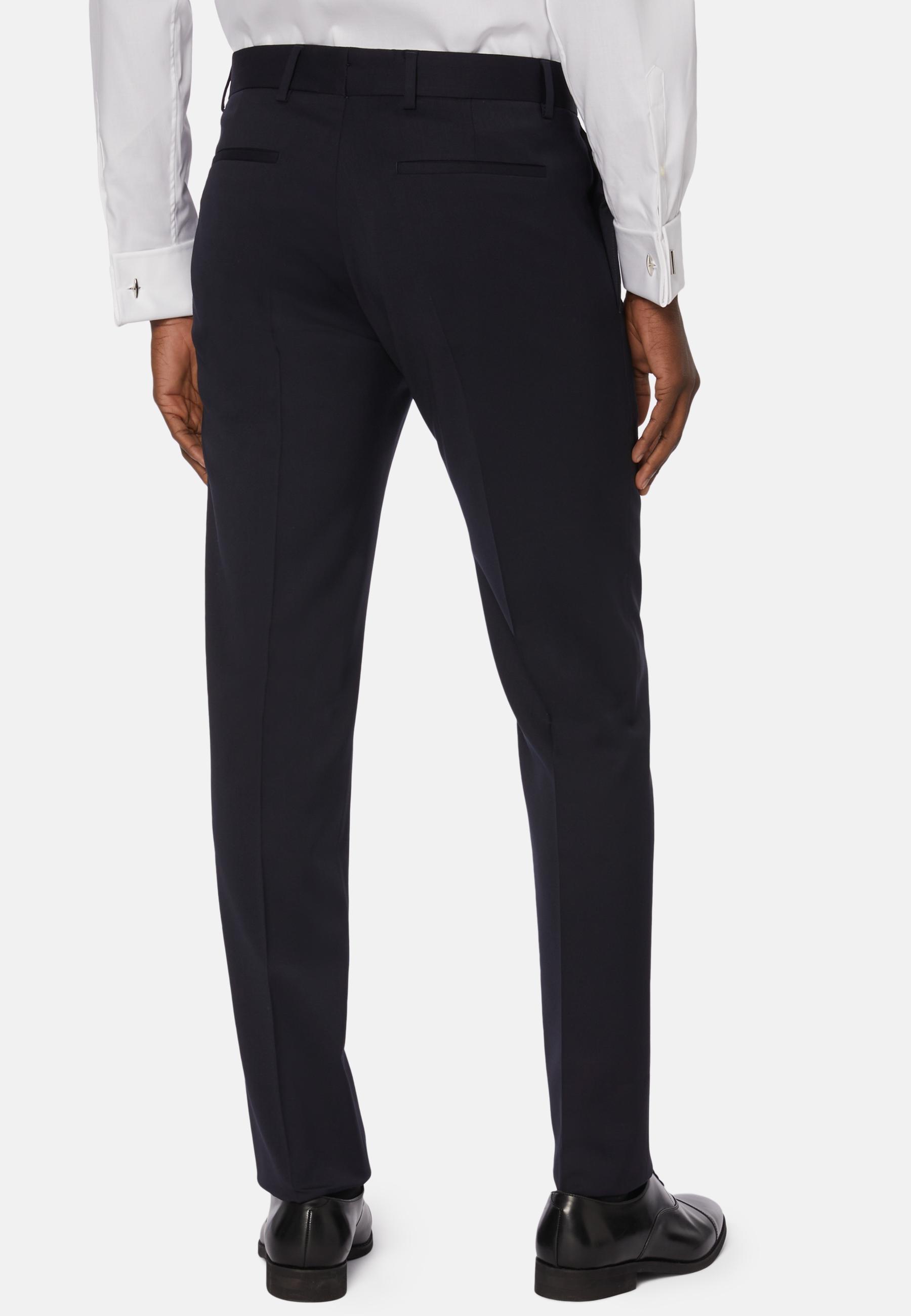 Navy Trousers In Stretch Knitted Wool, , large image number 2