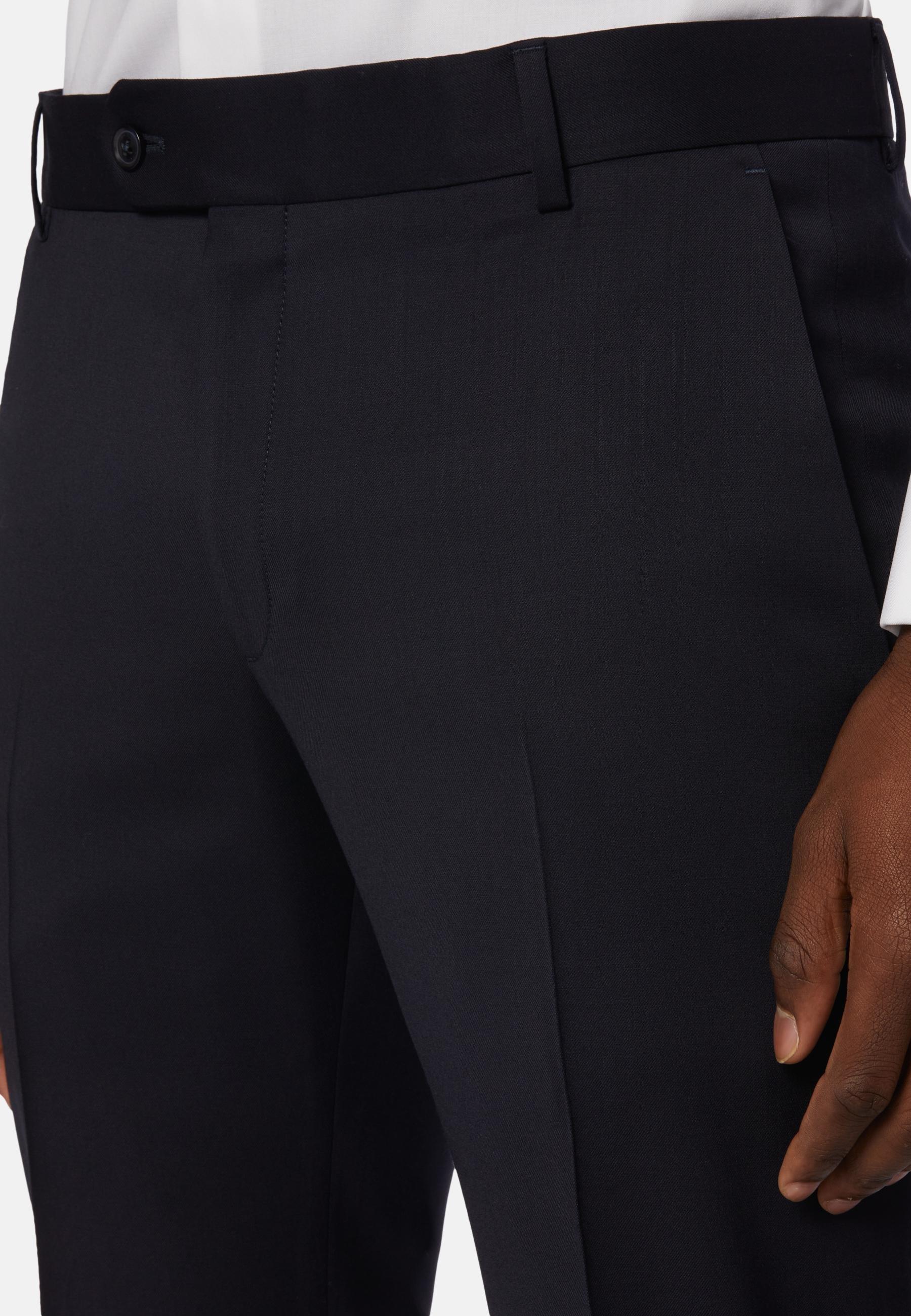 Navy Trousers In Stretch Knitted Wool, , large image number 3