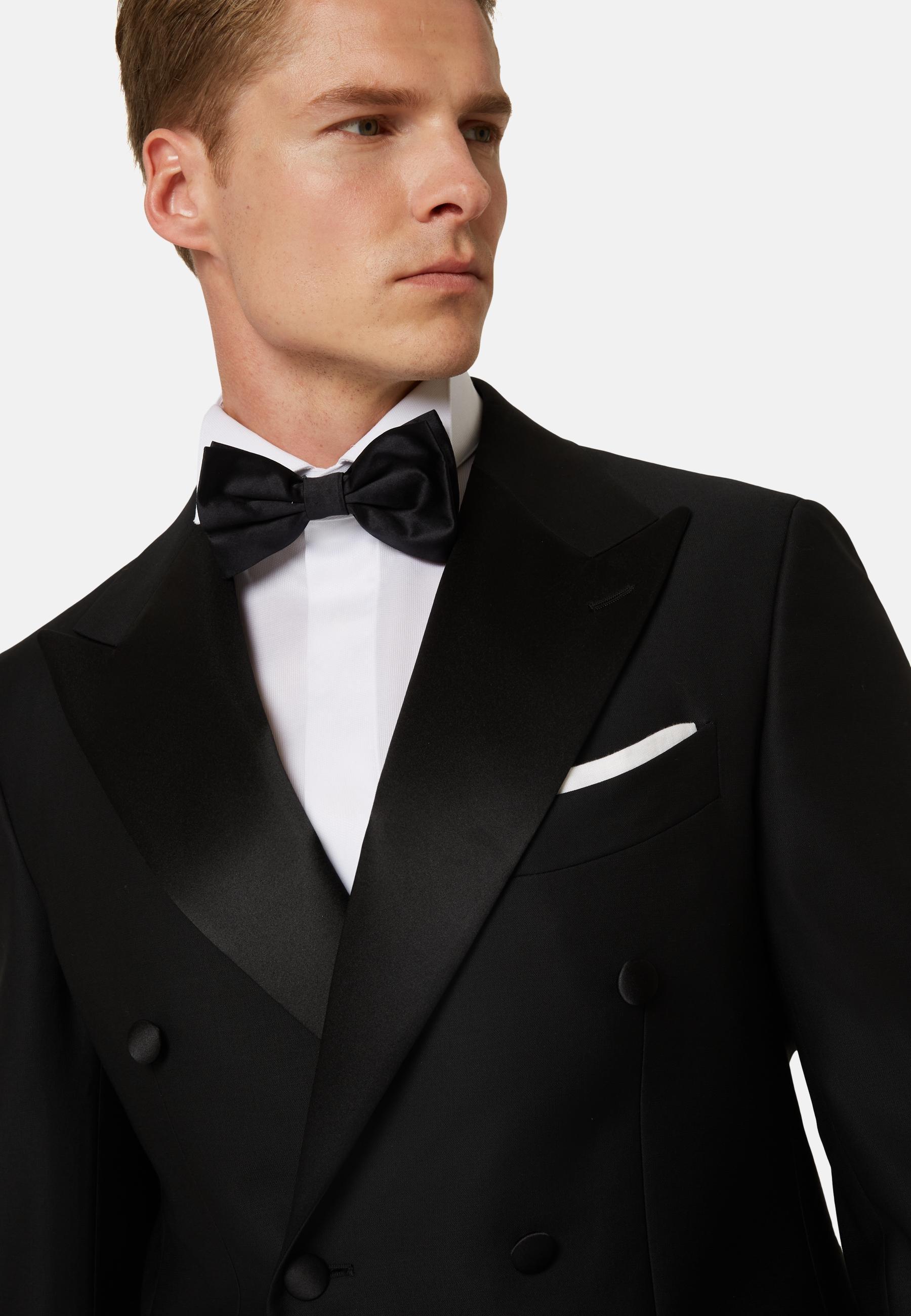 Wool Dinner Jacket With Peak Lapels Black, Black, medium