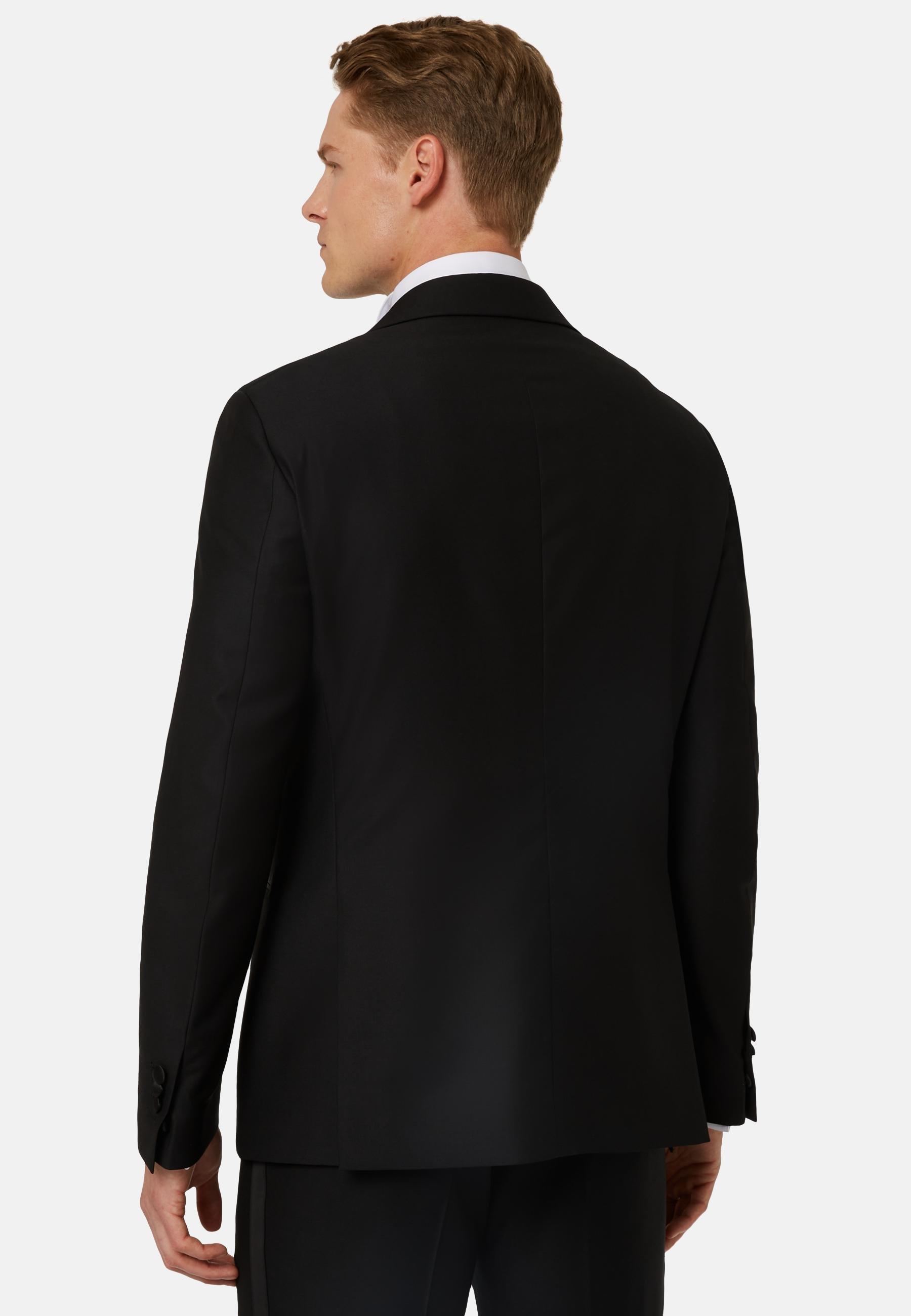 Wool Dinner Jacket With Peak Lapels Black, Black, medium