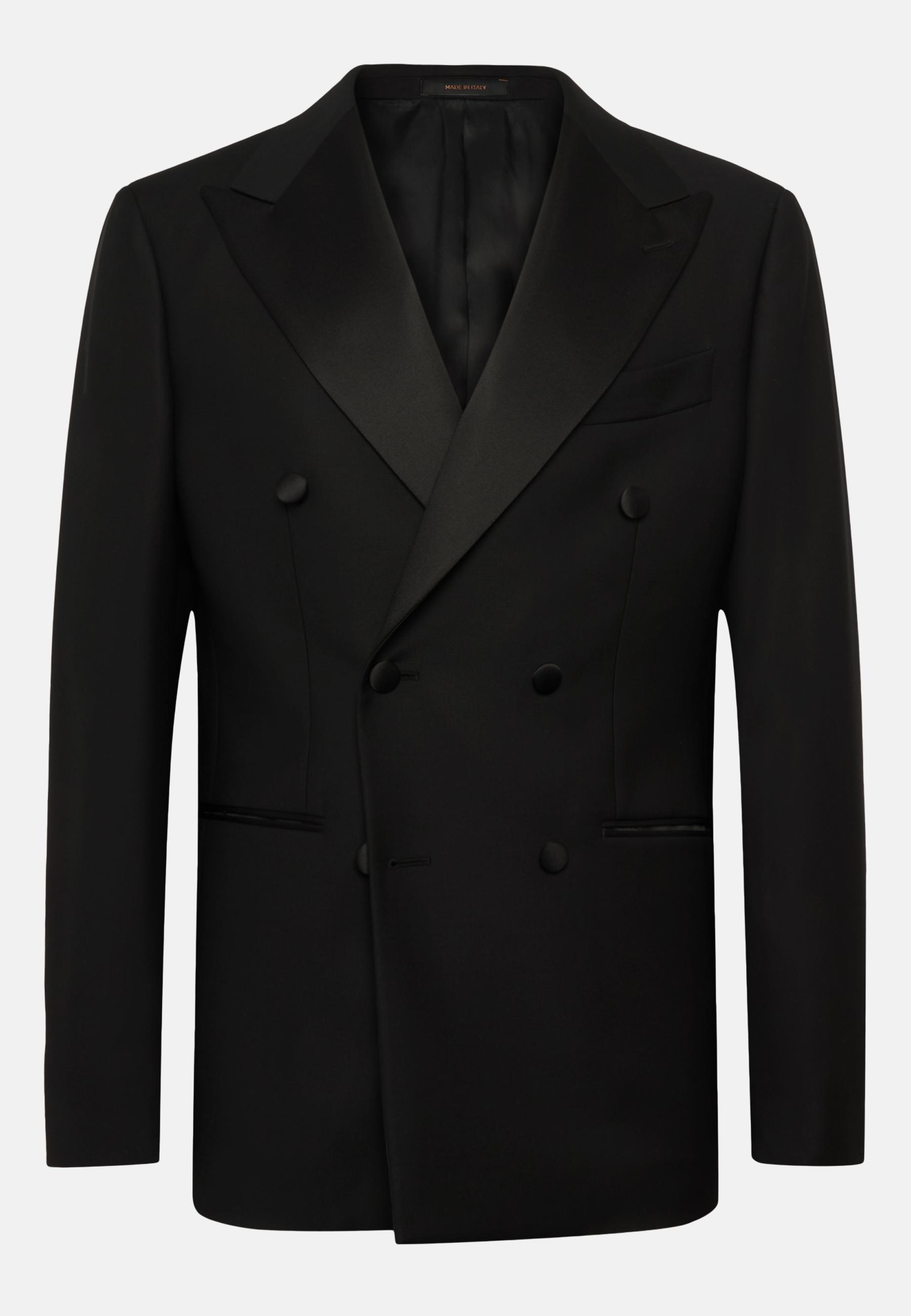 Black Wool Dinner Jacket With Peak Lapels, , large image number 3