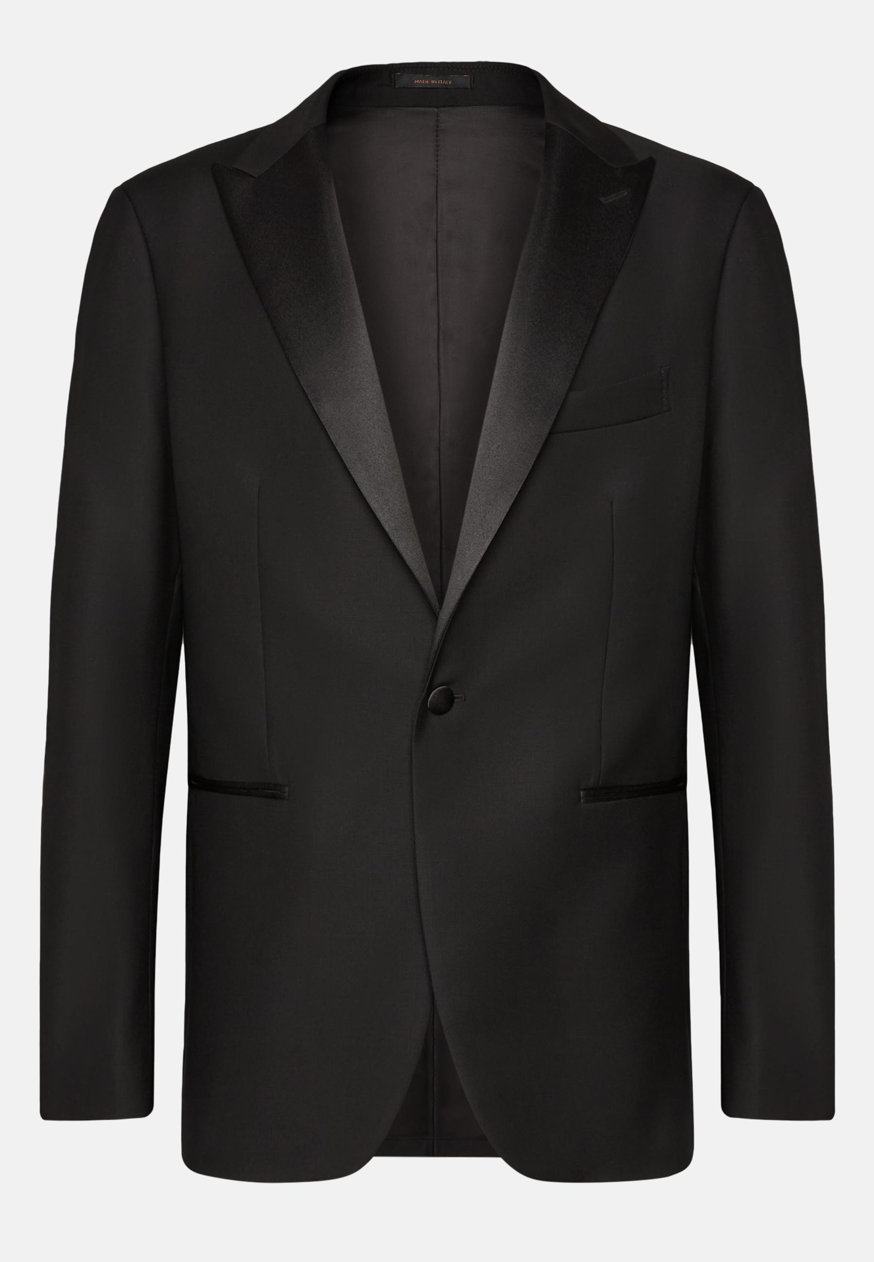 Black Wool Tuxedo Jacket, , large image number 3