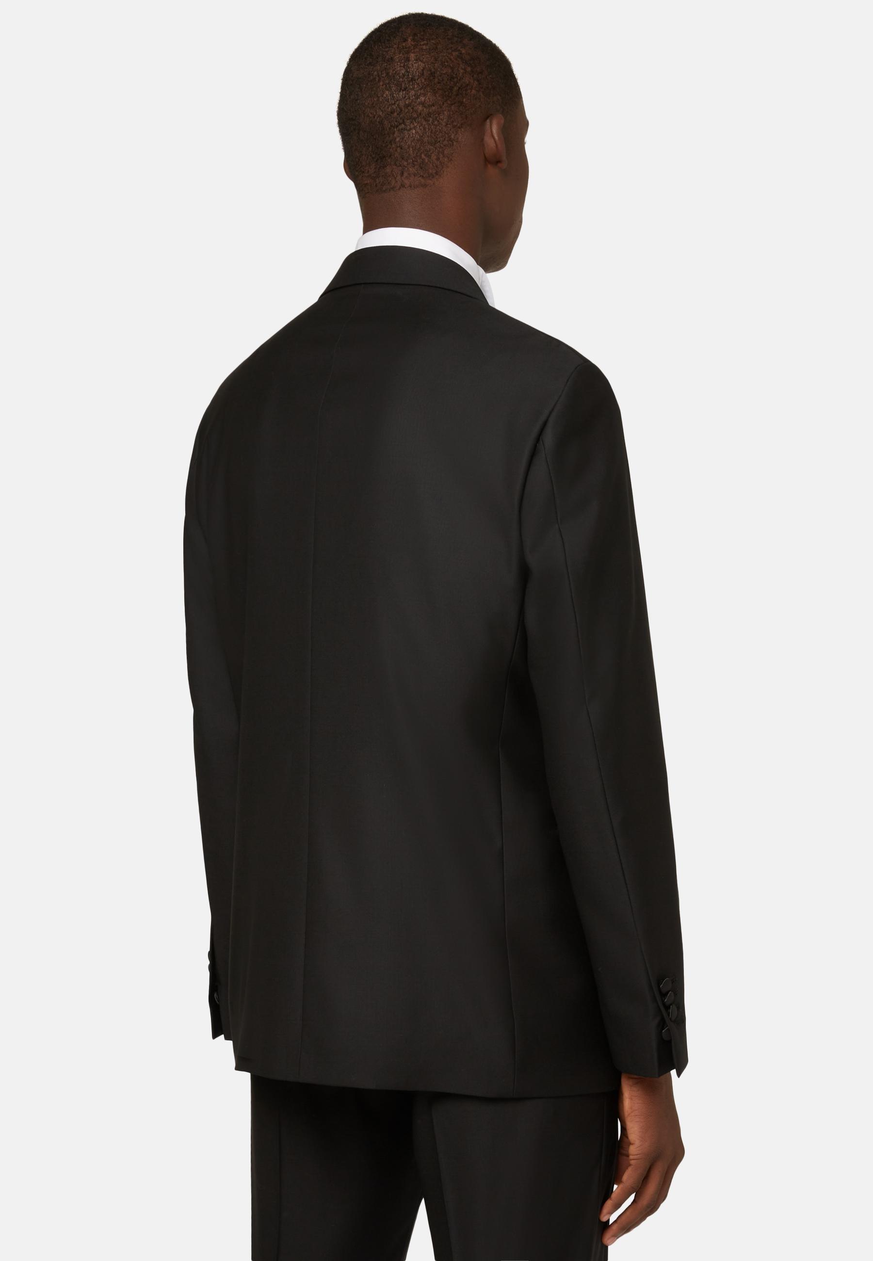 Black Wool Tuxedo Jacket with Peak Lapels Black, Black, large image number 4