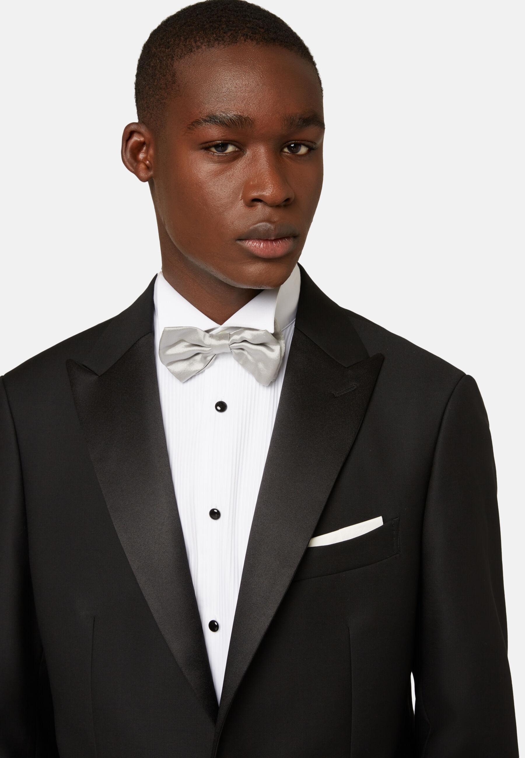 Black Wool Tuxedo Jacket with Peak Lapels Black, Black, large image number 5