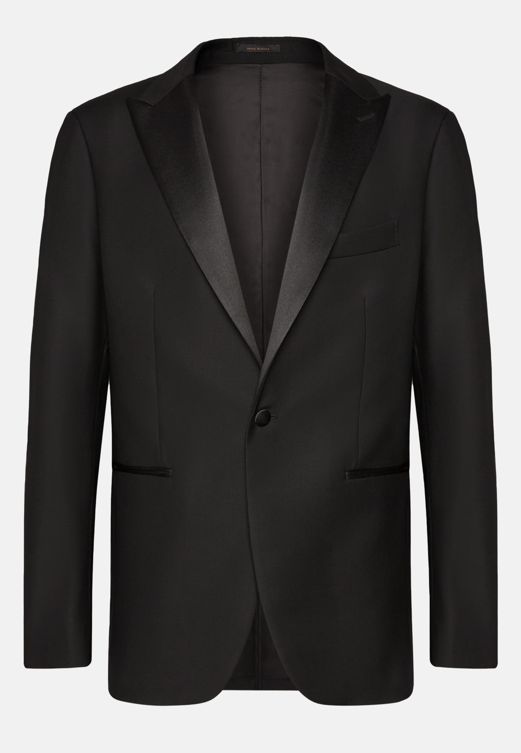 Black Wool Tuxedo Jacket with Peak Lapels Black, Black, large image number 6