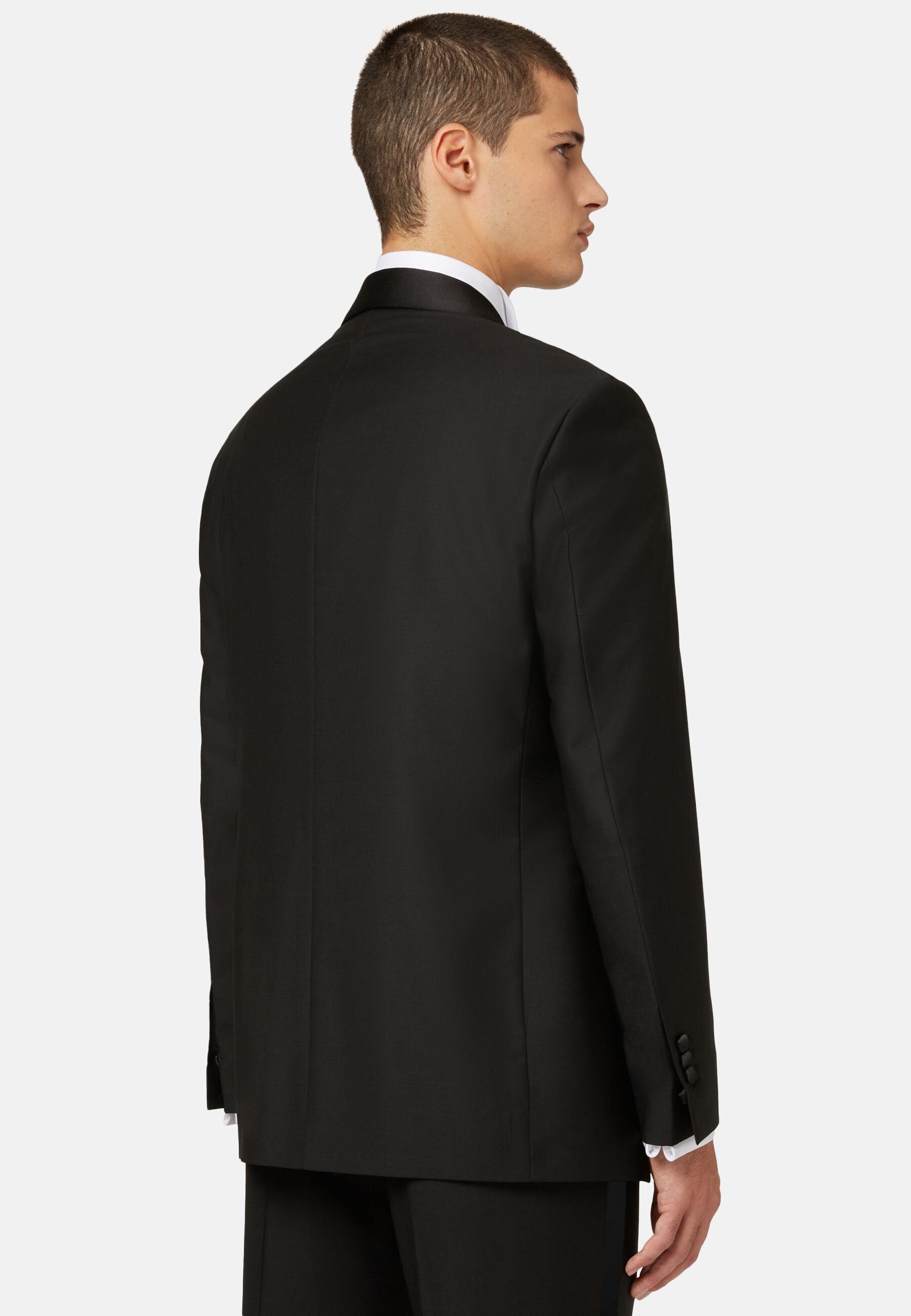 Wool Tuxedo Jacket With Shawl Collar Black, Black, large image number 3