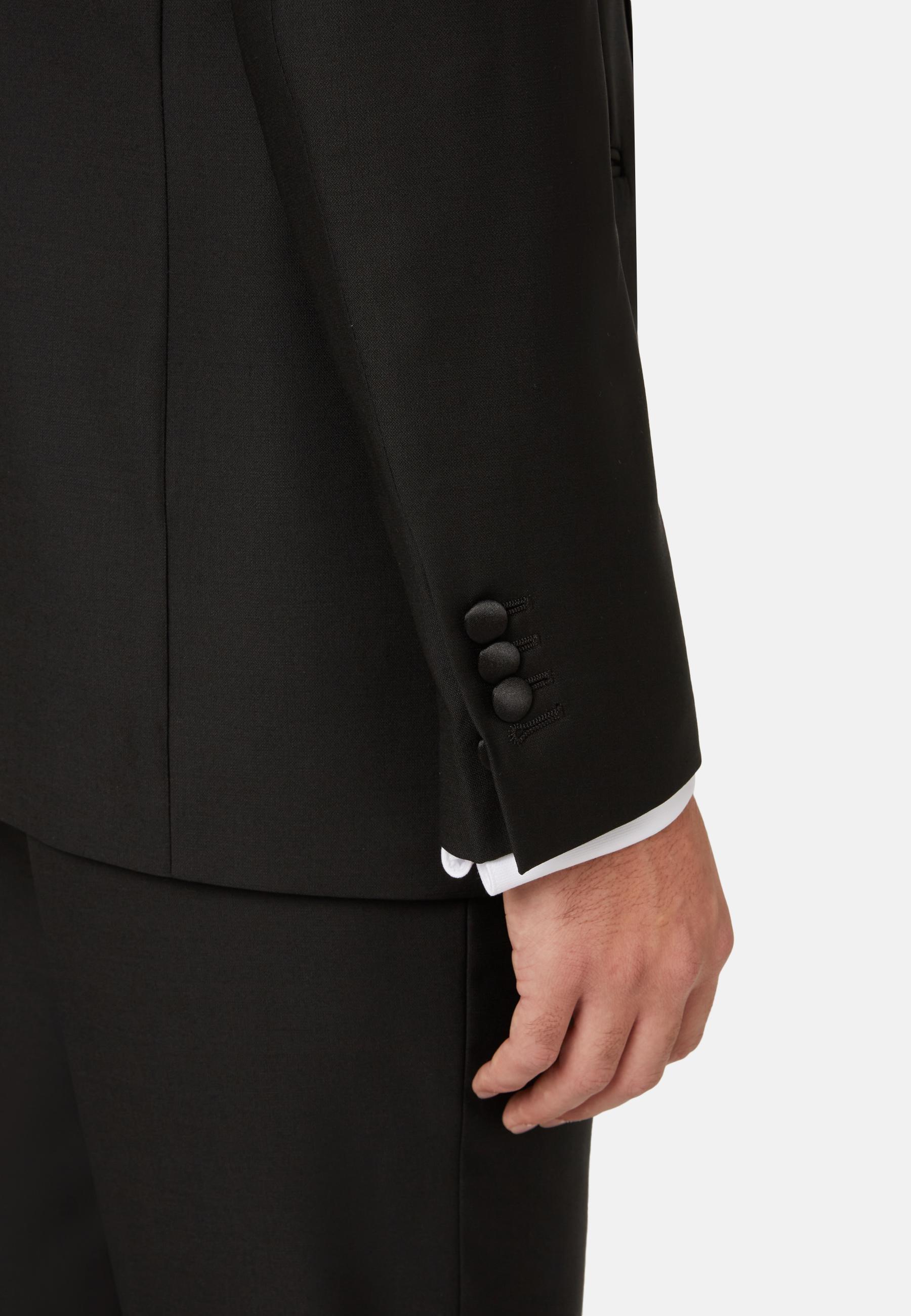 Black Wool Tuxedo Jacket with Shawl Collar Black, Black, large image number 4