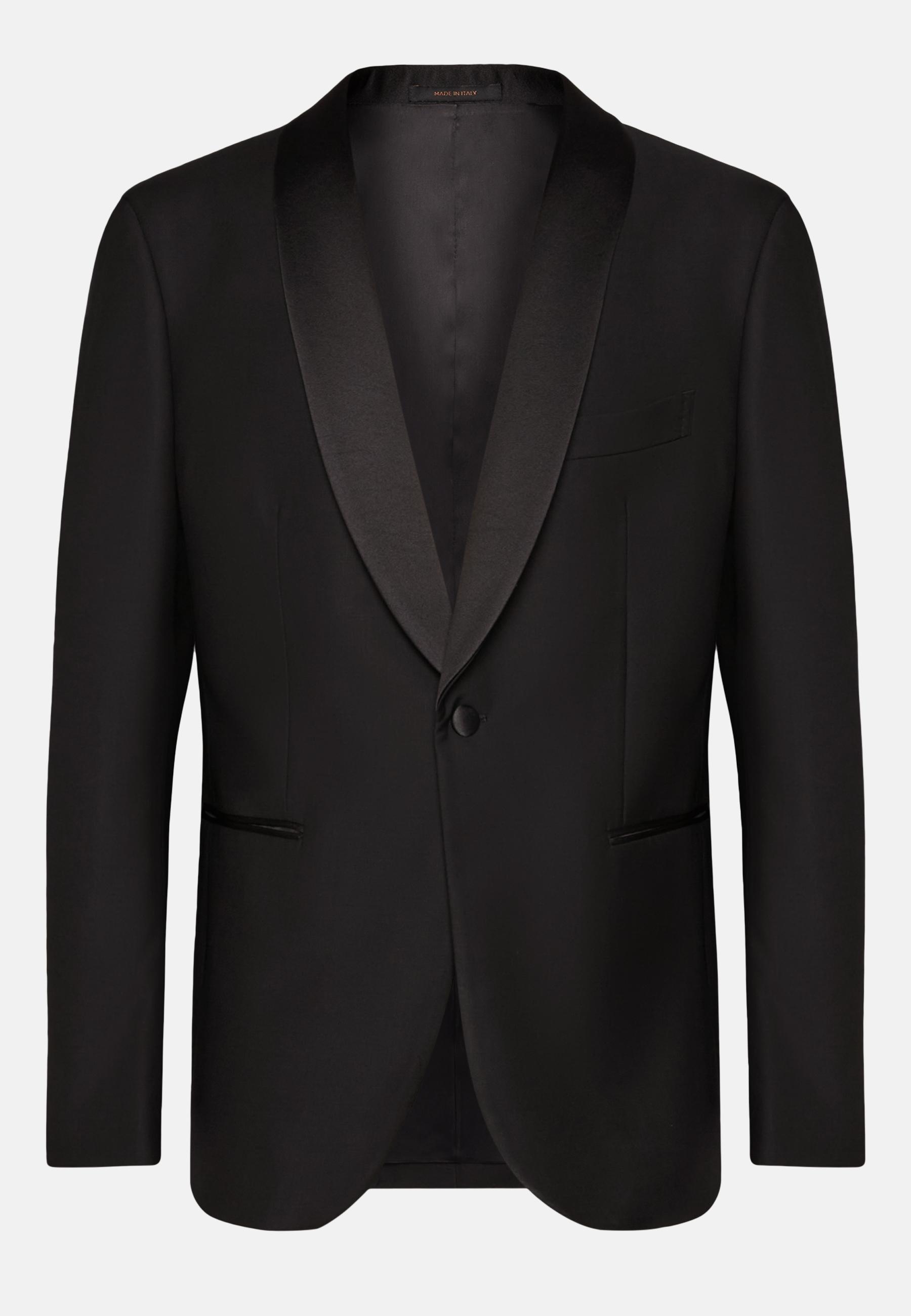 Black Wool Tuxedo Jacket with Shawl Collar Black, Black, large image number 6
