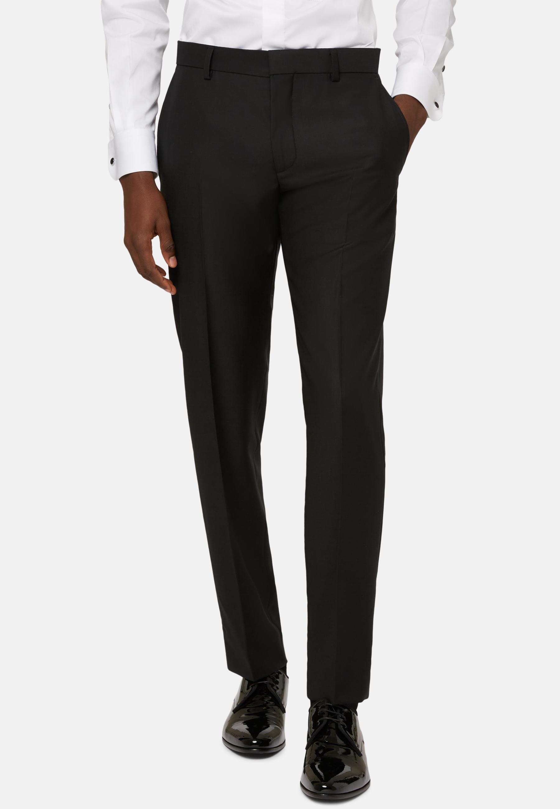 Black Wool Tuxedo Trousers, , medium
