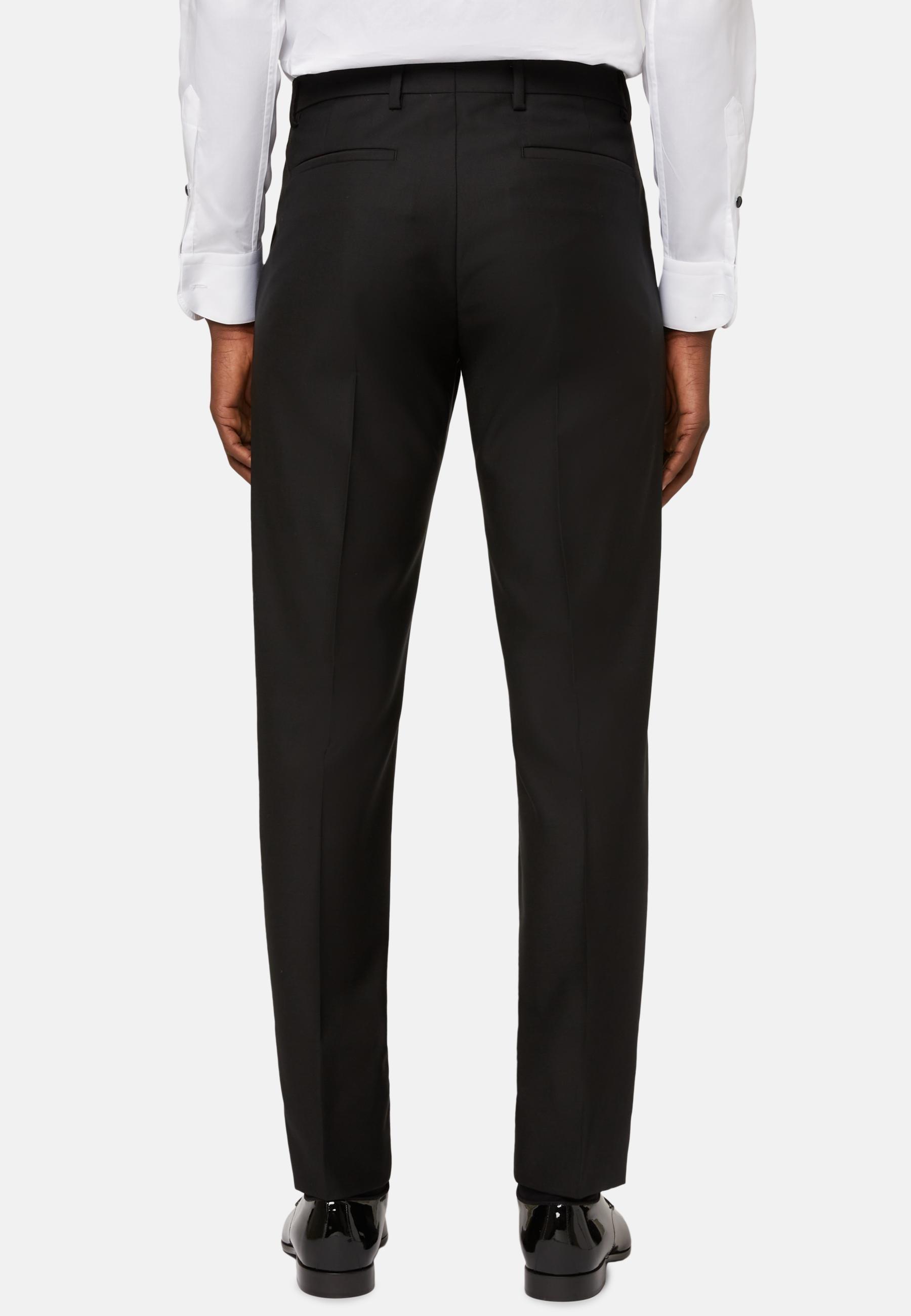 Black Wool Tuxedo Trousers, , large image number 2