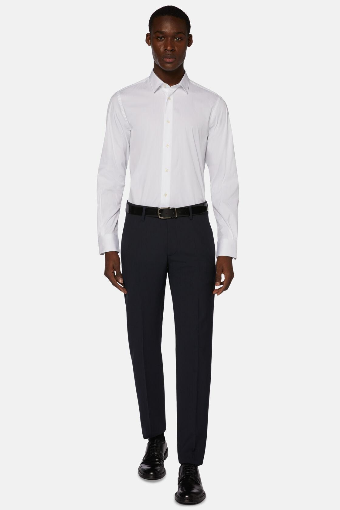 White Stretch Cotton Slim Shirt, , large image number 0
