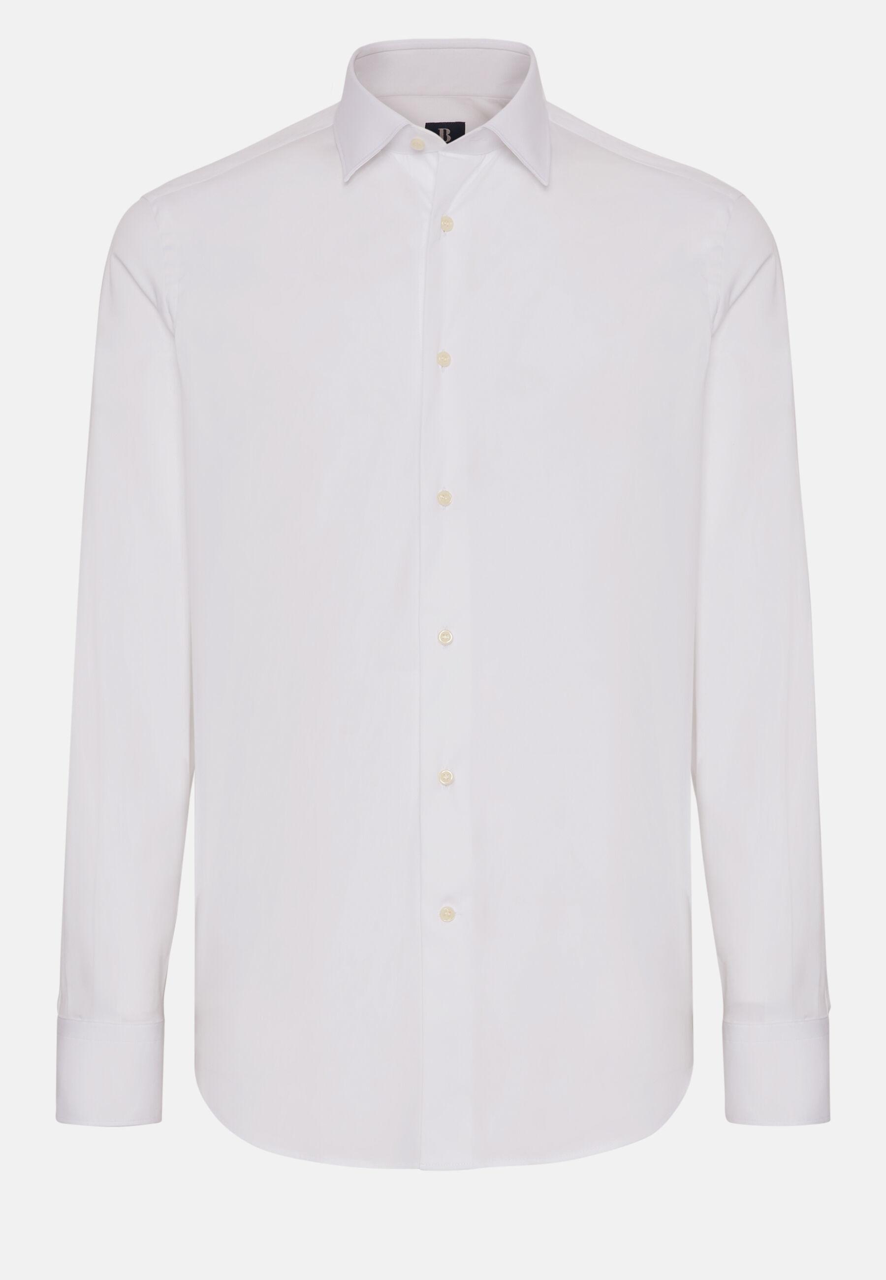 Slim Fit White Shirt in Stretch Cotton White, White, large image number 9