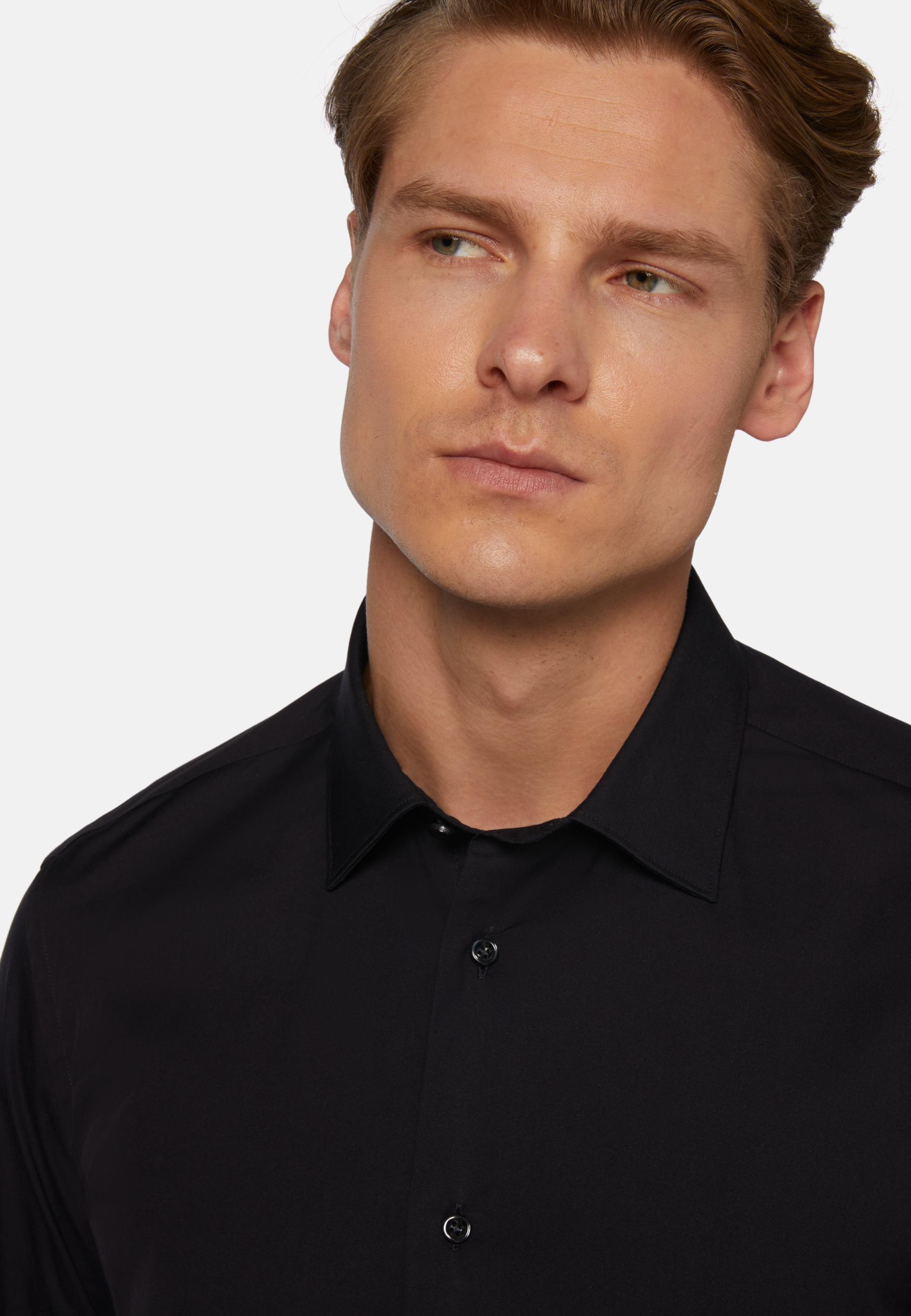 Navy Slim Shirt In Stretch Cotton, , large image number 1