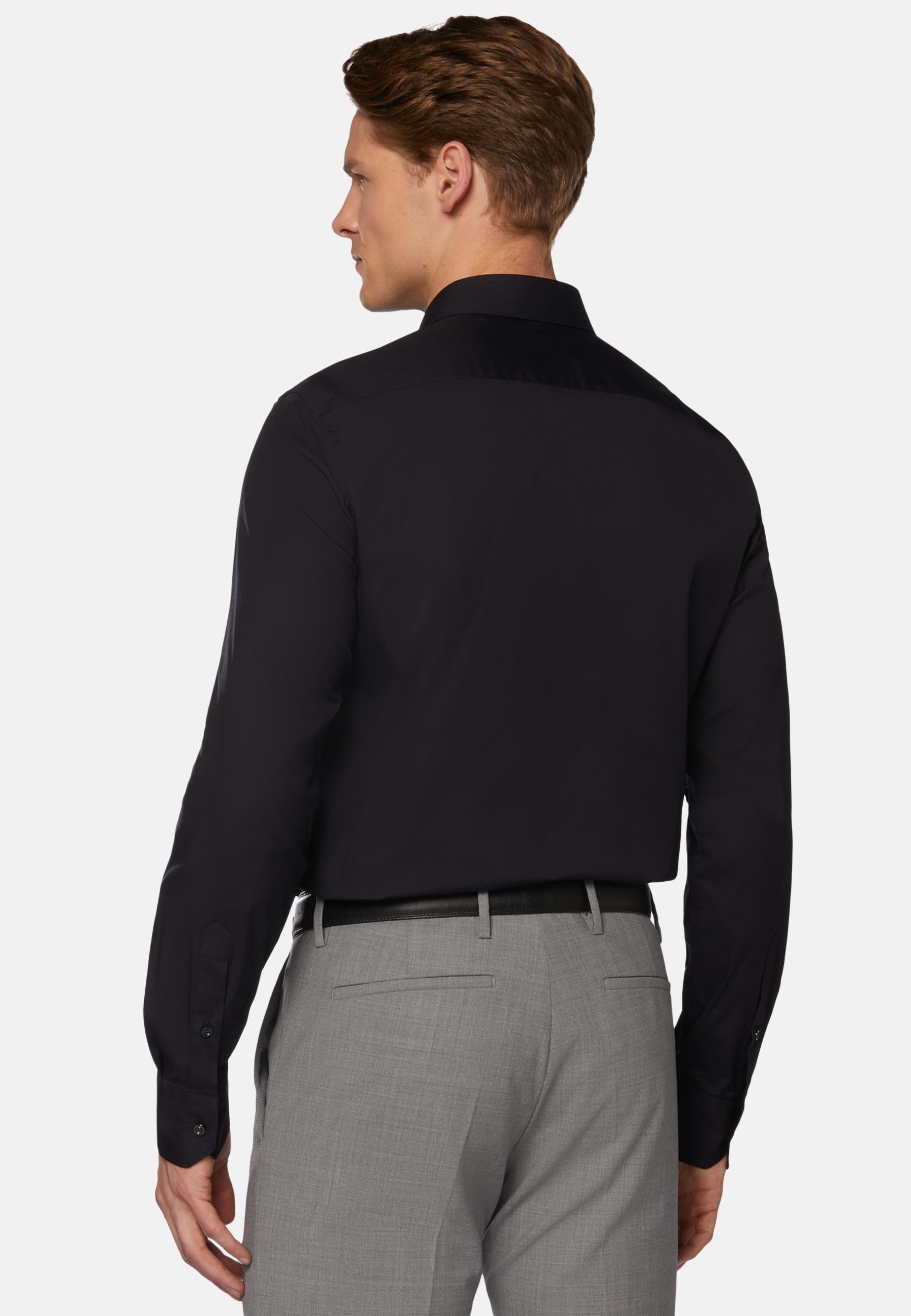 Navy Slim Shirt In Stretch Cotton, , large image number 2