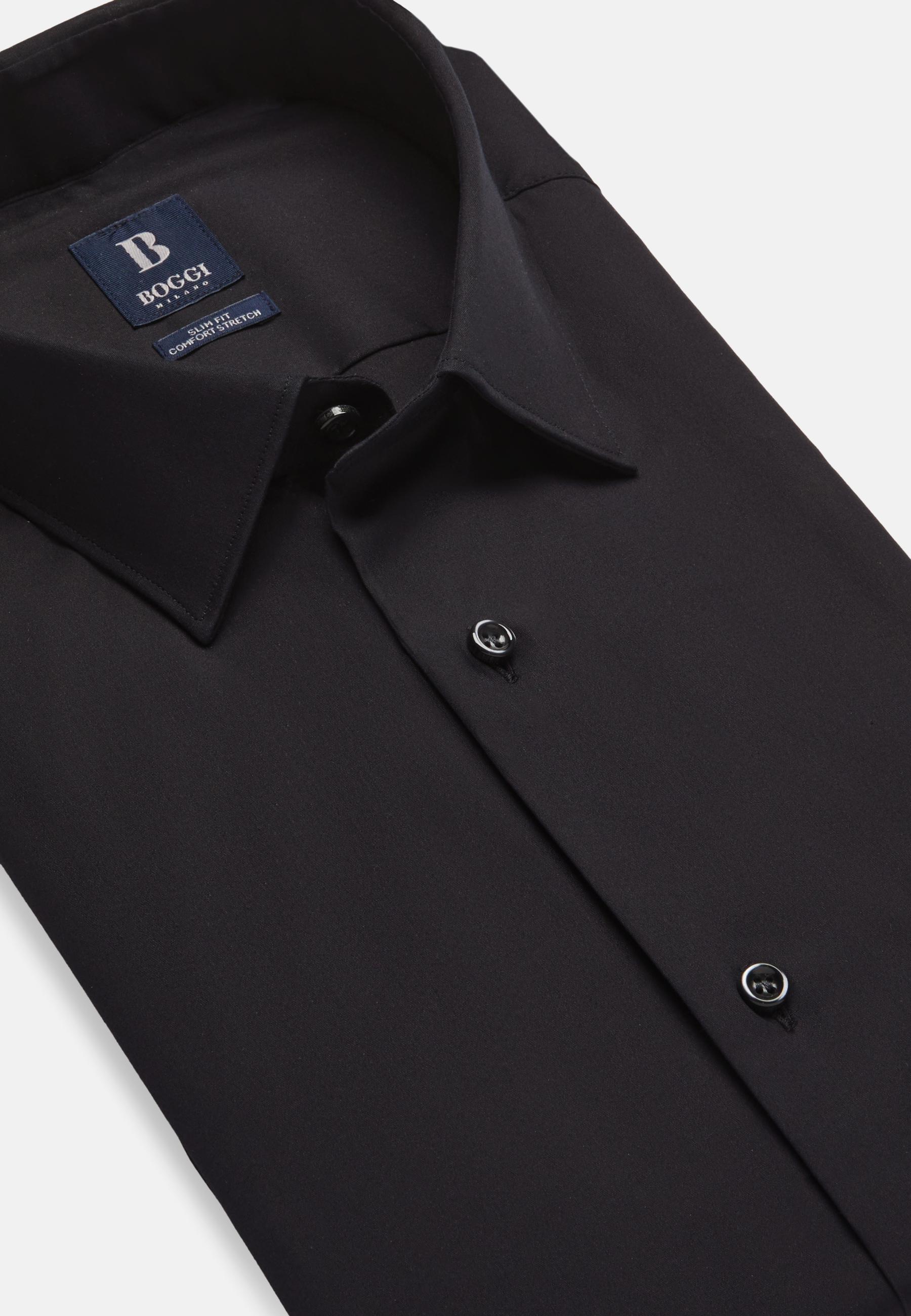 Navy Slim Shirt In Stretch Cotton, , large image number 3