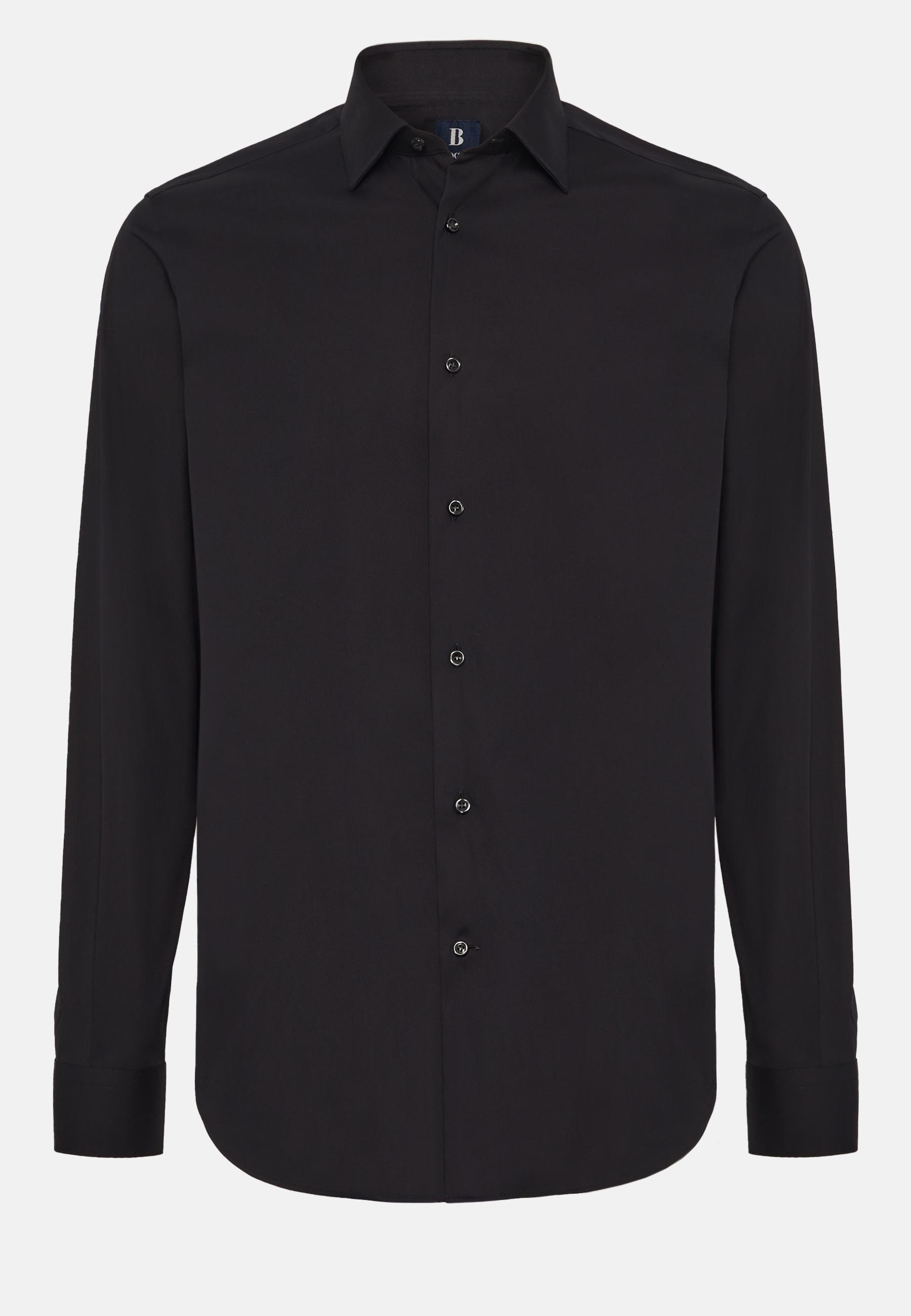 Navy Slim Shirt In Stretch Cotton, , large image number 4
