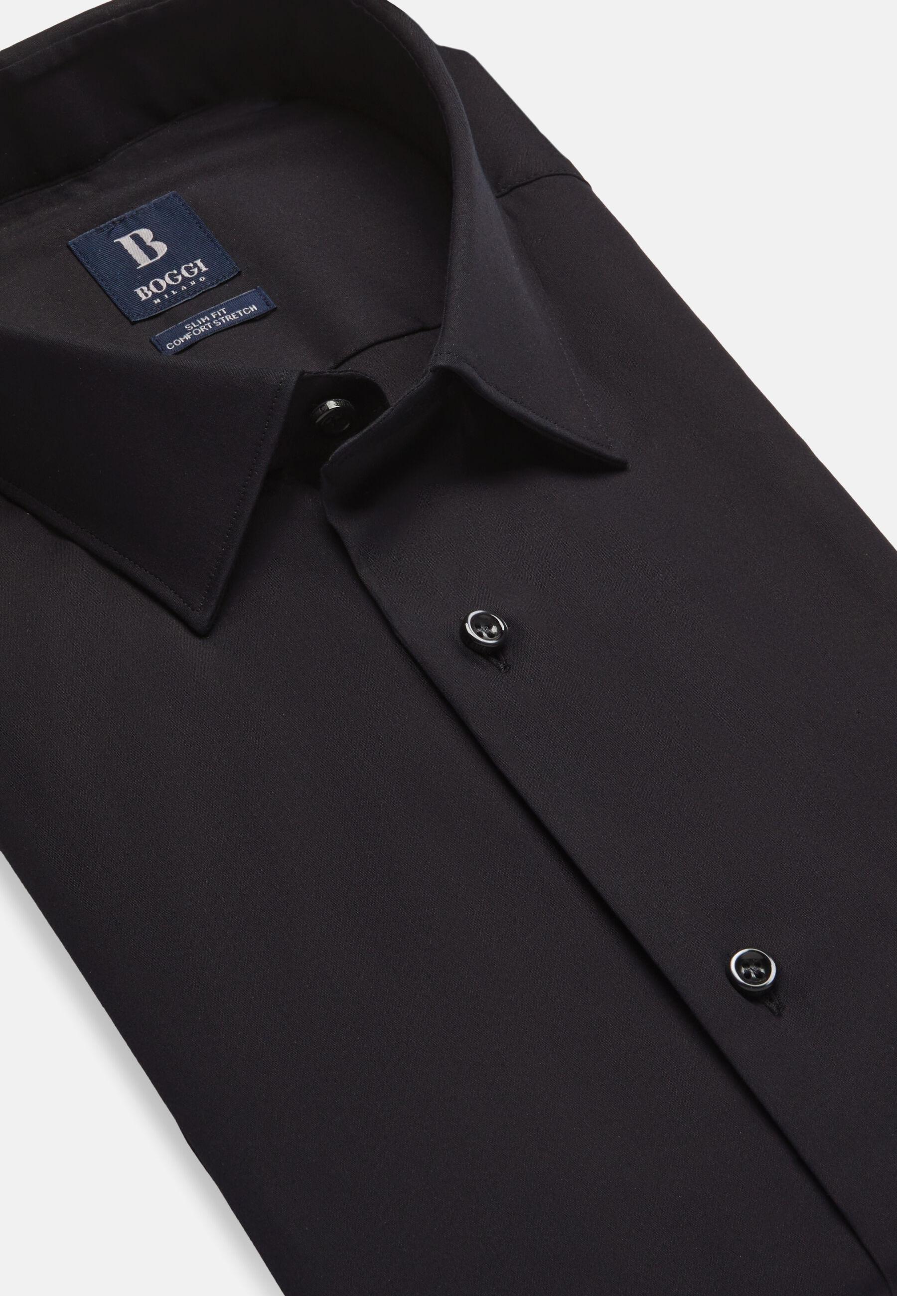 Slim Shirt In Stretch Cotton Navy, Navy blue, large image number 7