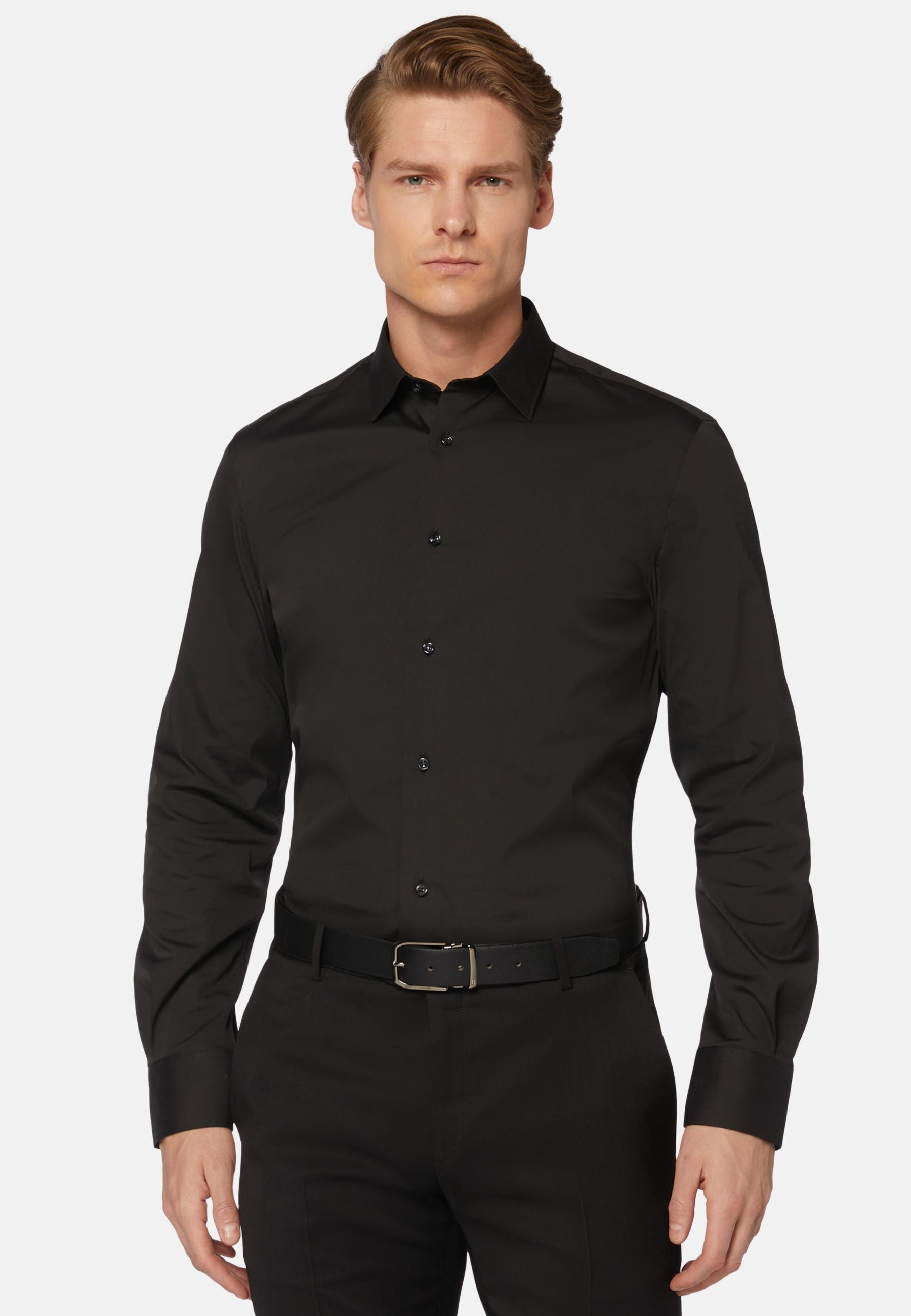 Black Solid Formal Shirt, , large image number 0