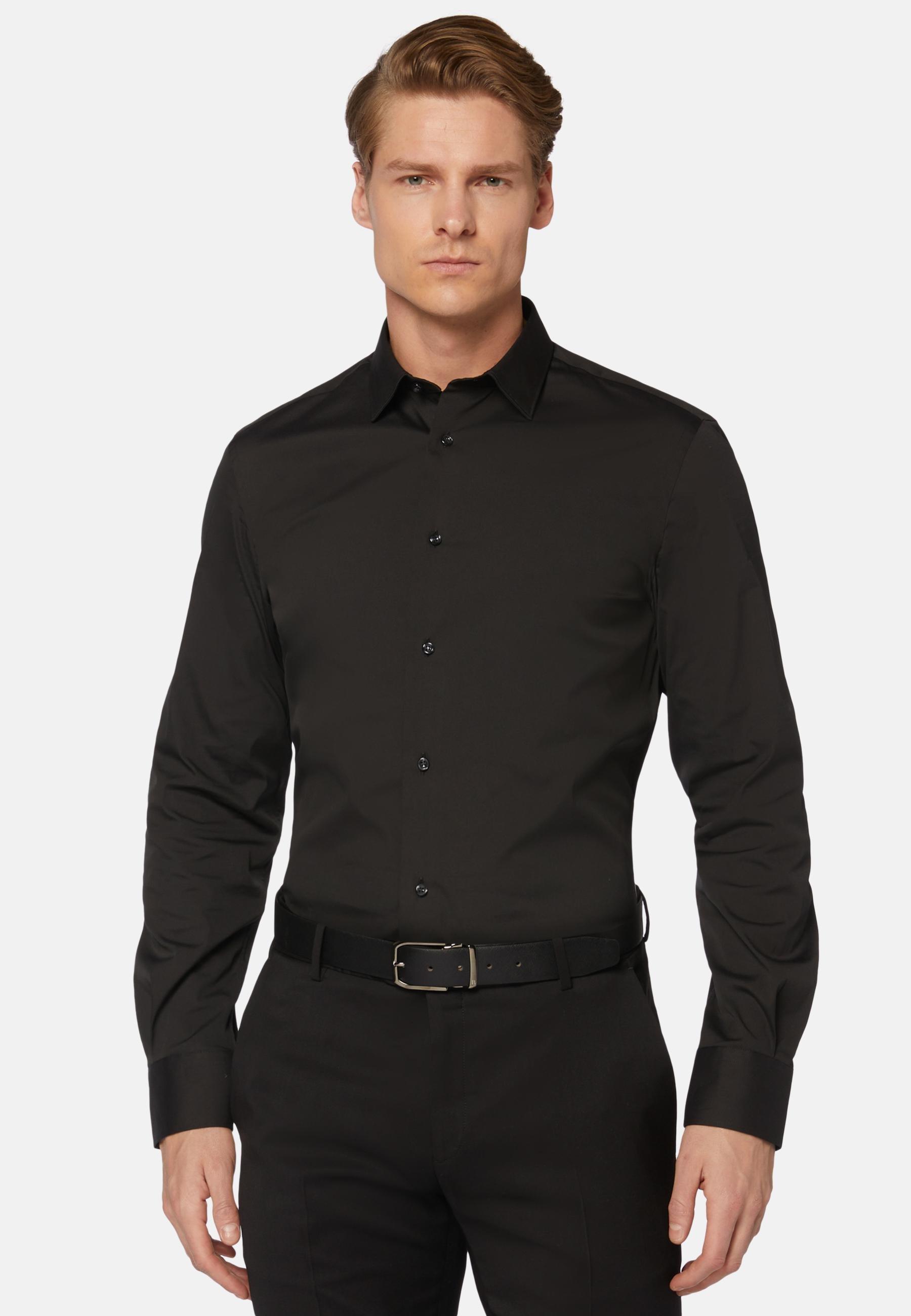 Boggi Milano - Black Slim Shirt In Stretch Cotton