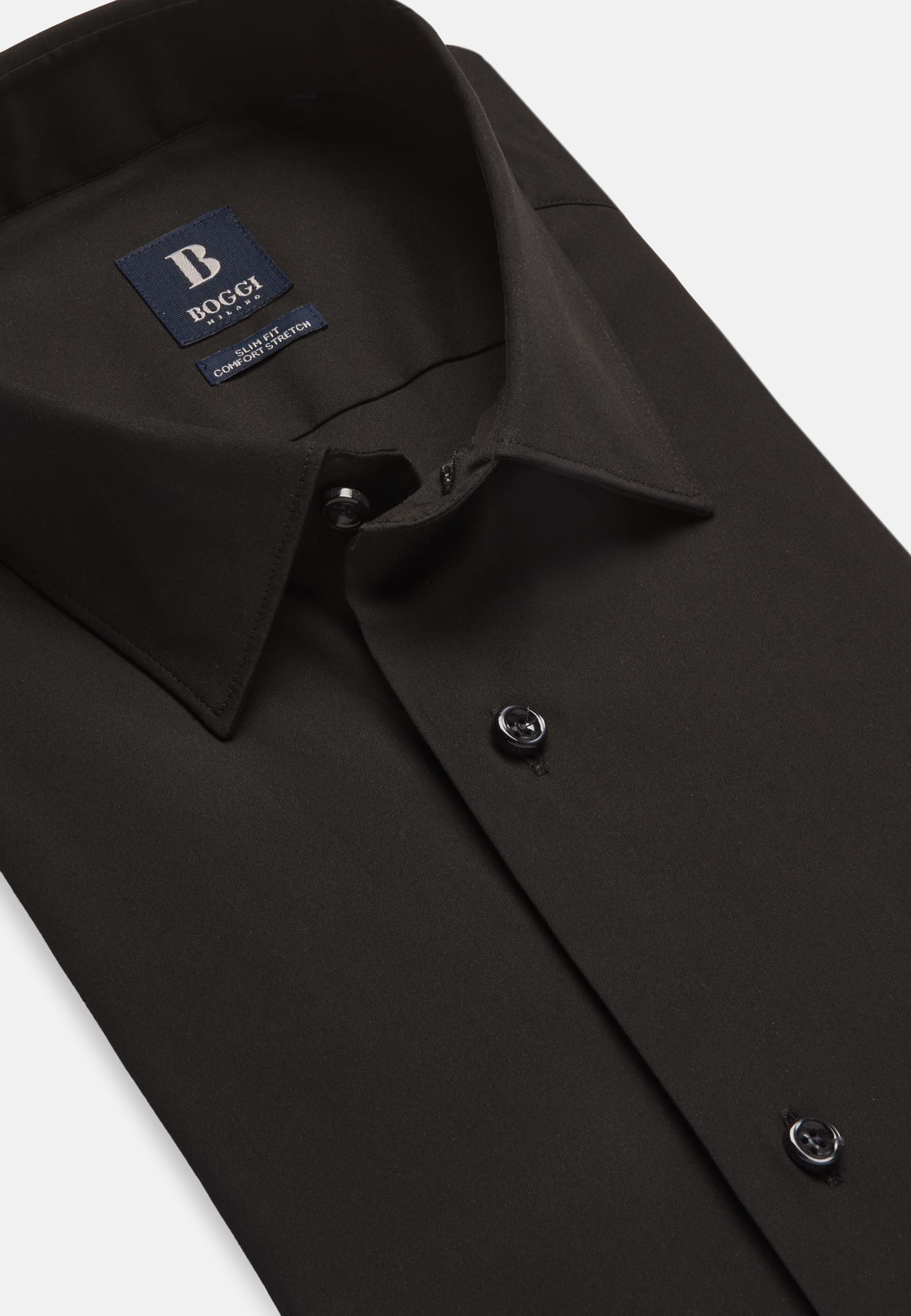 Boggi Milano - Black Slim Shirt In Stretch Cotton