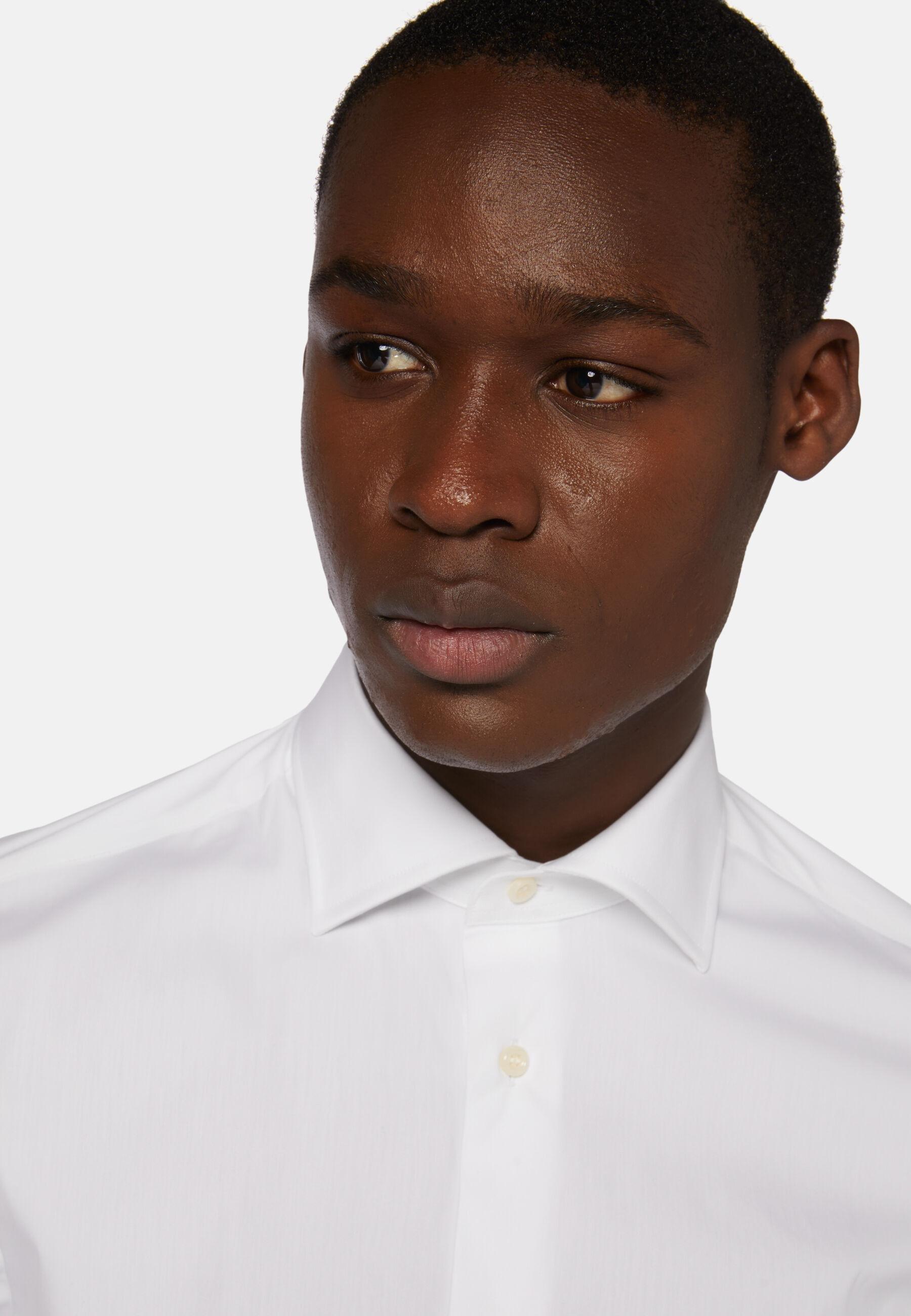 Slim Fit White Shirt in Stretch Cotton White, White, large image number 5