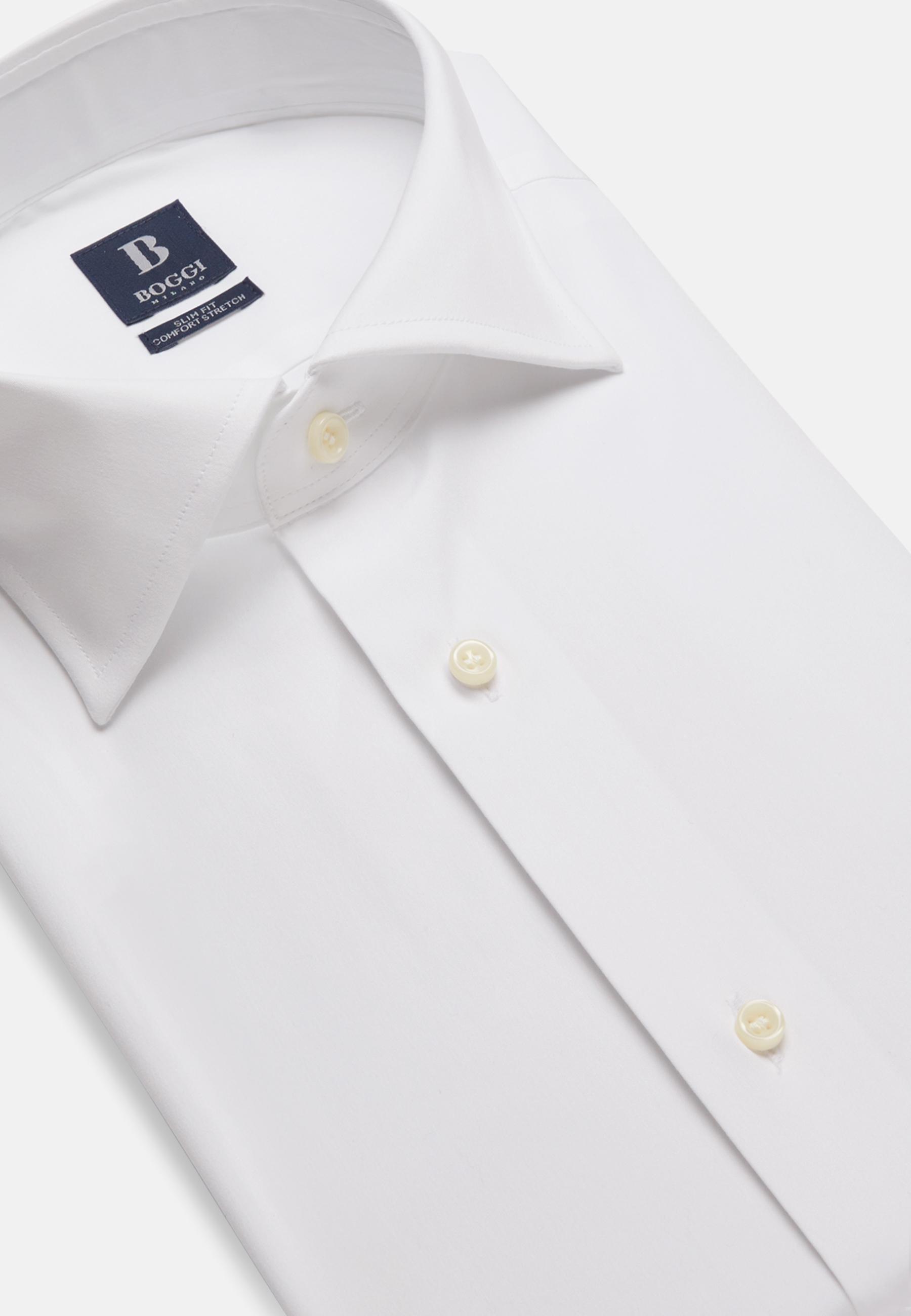 Slim Fit White Shirt in Stretch Cotton White, White, large image number 6