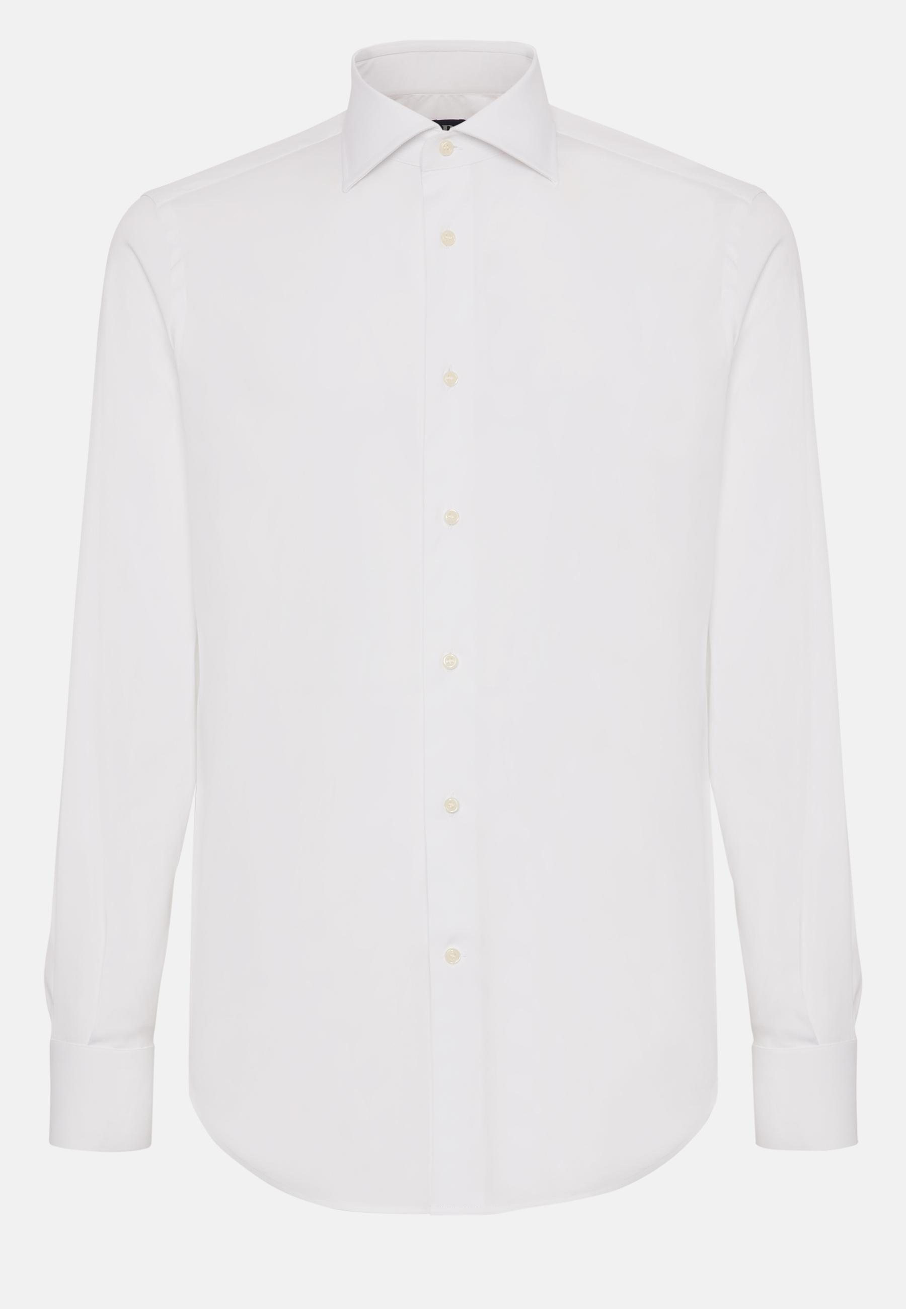 Slim Fit White Shirt in Stretch Cotton White, White, large image number 8