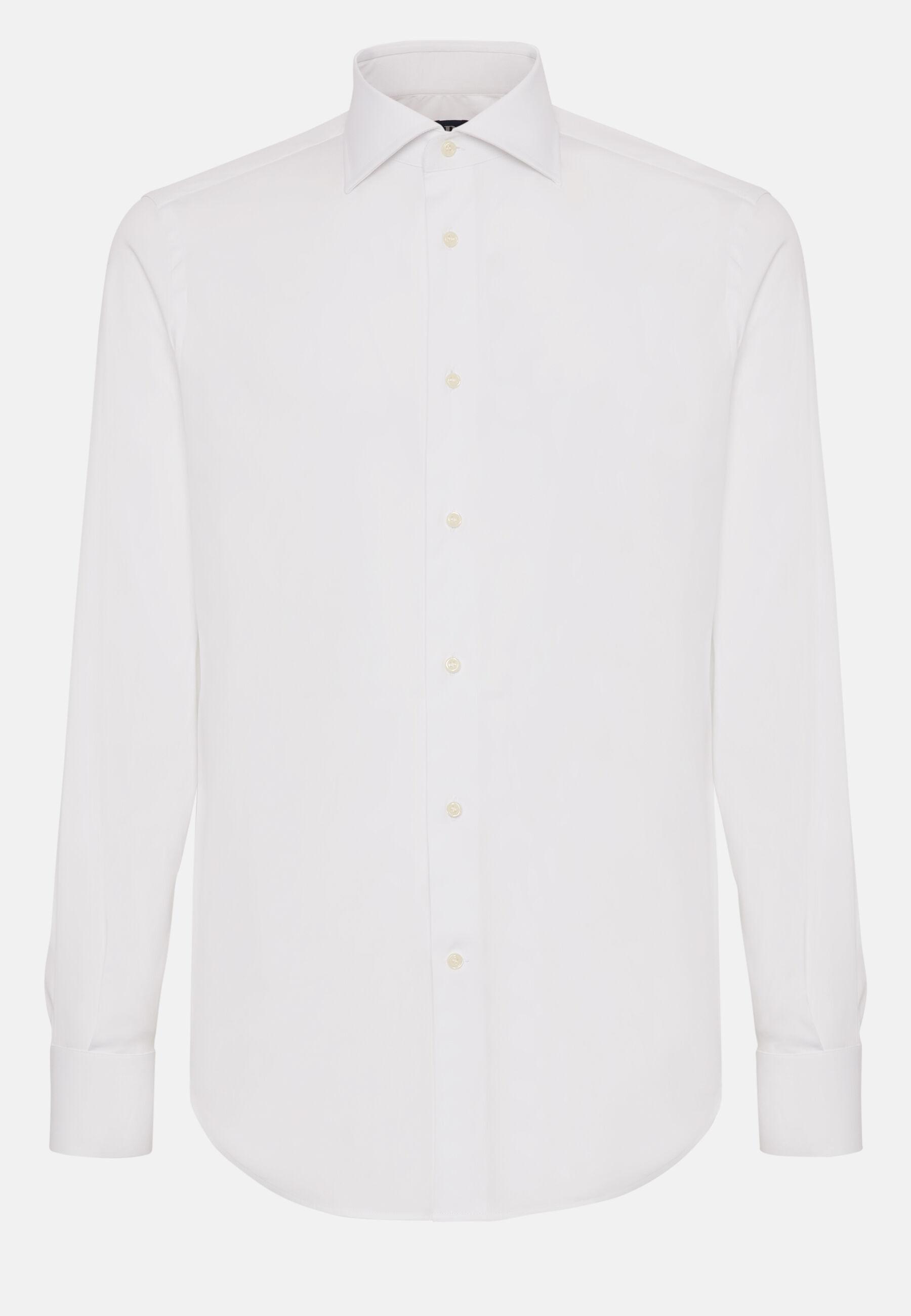Slim Fit White Shirt in Stretch Cotton White, White, large image number 9