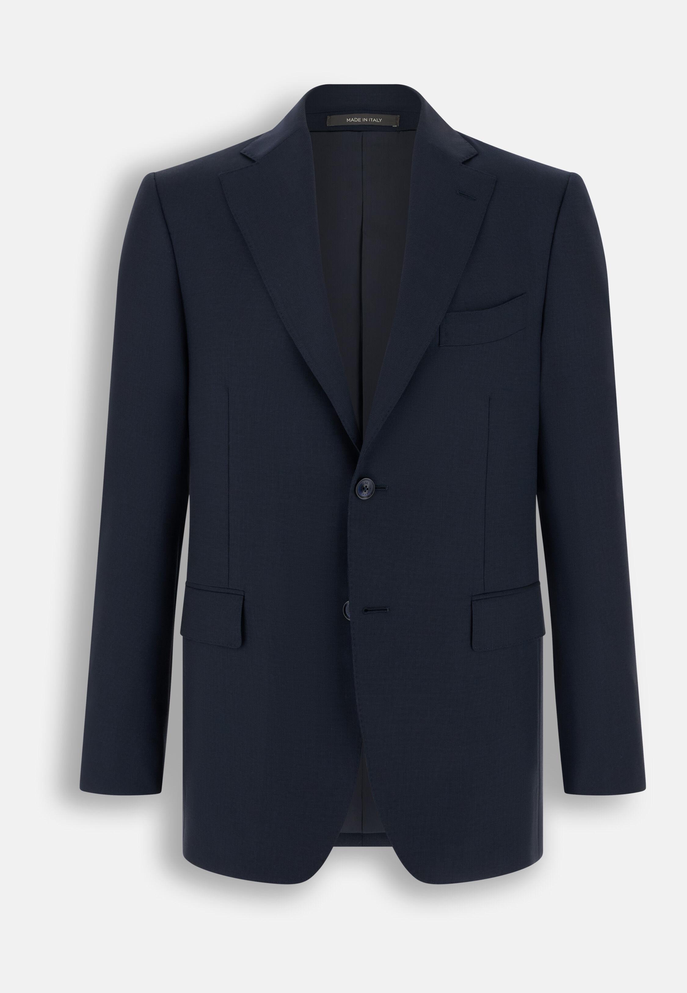 Navy Jacket in Woven Micro Textured Wool Fabric Navy blue, Navy blue, large image number 4