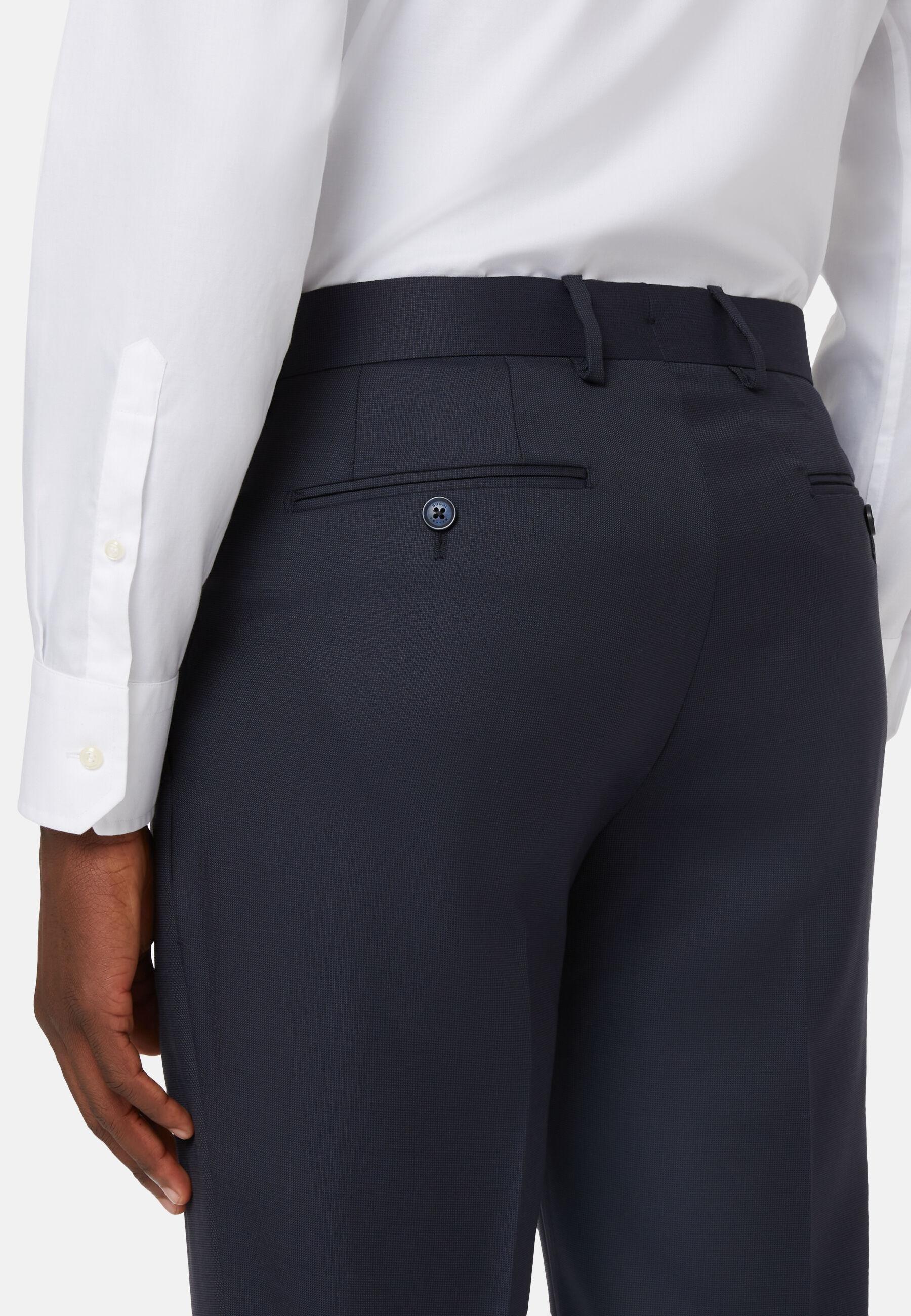 Trousers In Wool Bird Eye Fabric Navy, Navy blue, large image number 7