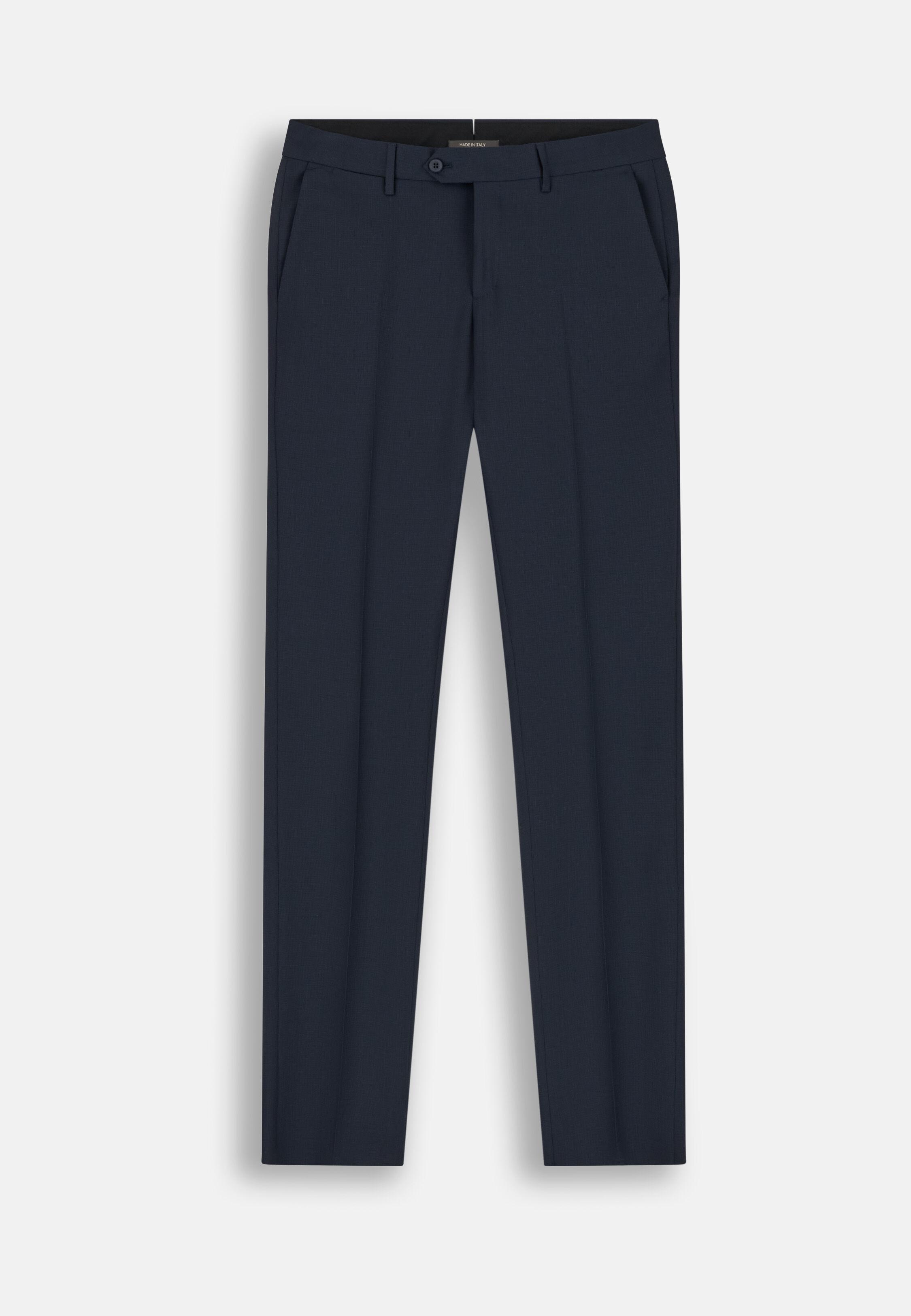 Trousers in Wool Micro Textured Fabric Navy blue, Navy blue, large image number 8