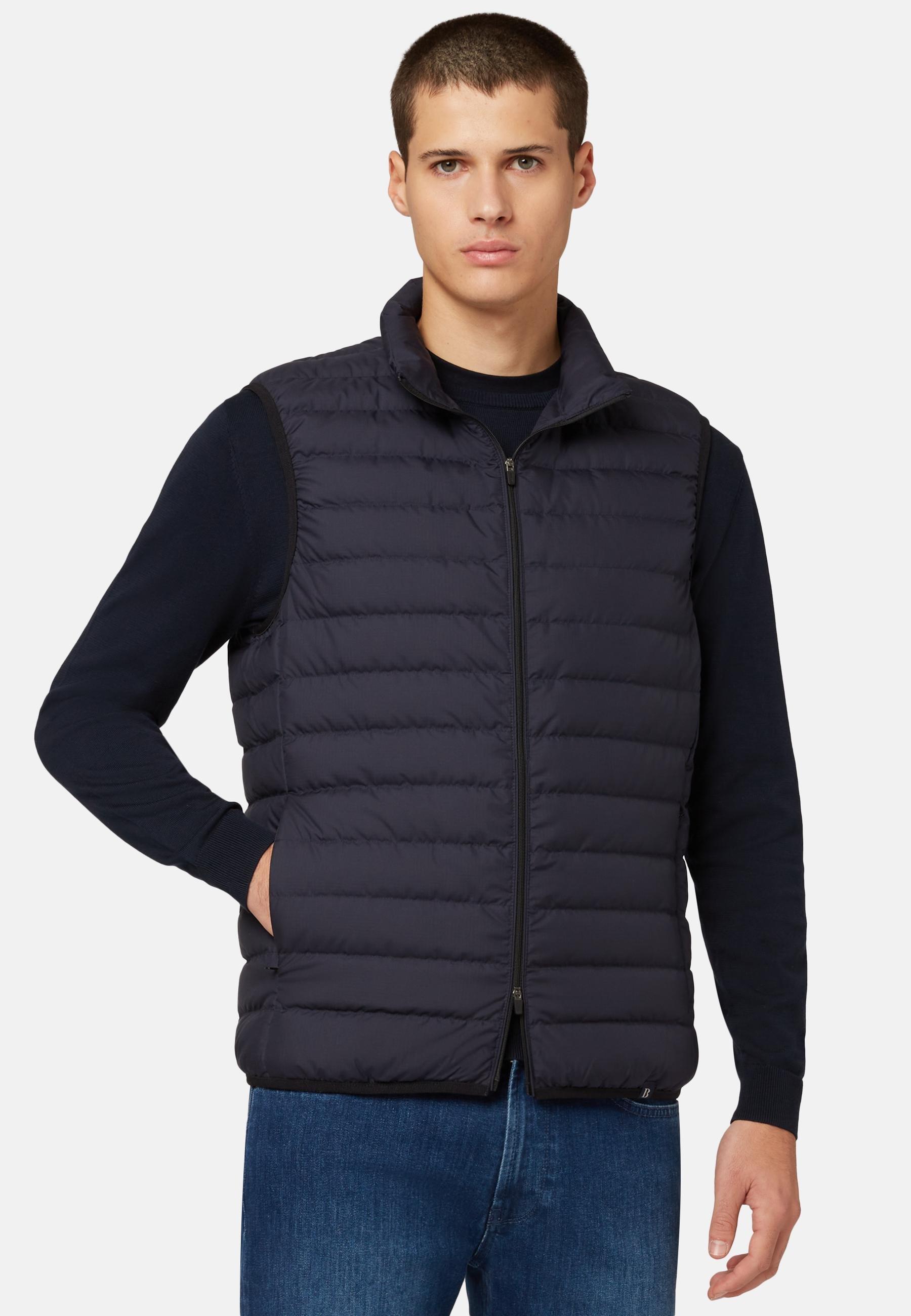 Goose Down Recycled Fabric Waistcoat Blue, Navy blue, medium