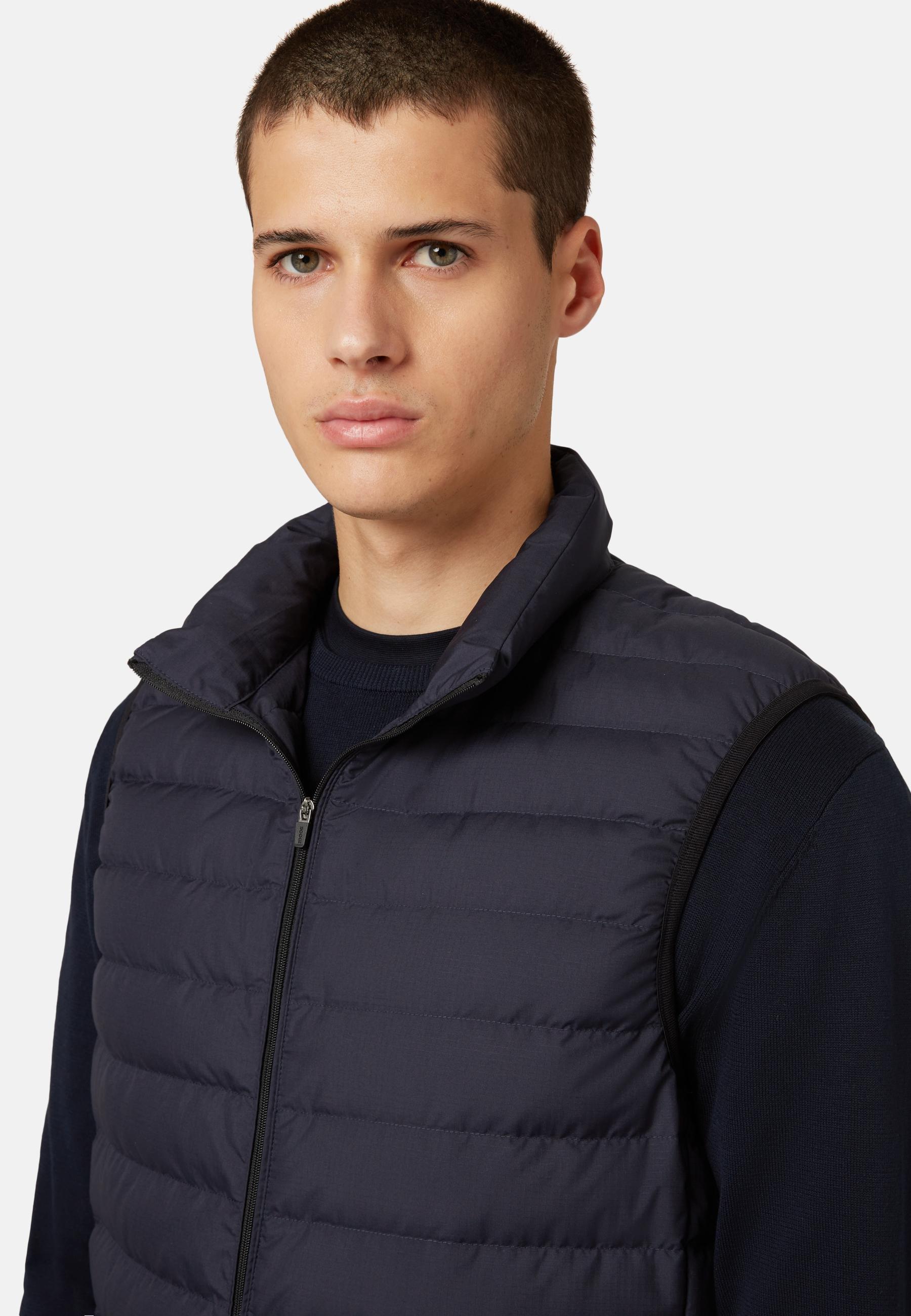 Goose Down Recycled Fabric Waistcoat Blue, Navy blue, large image number 4