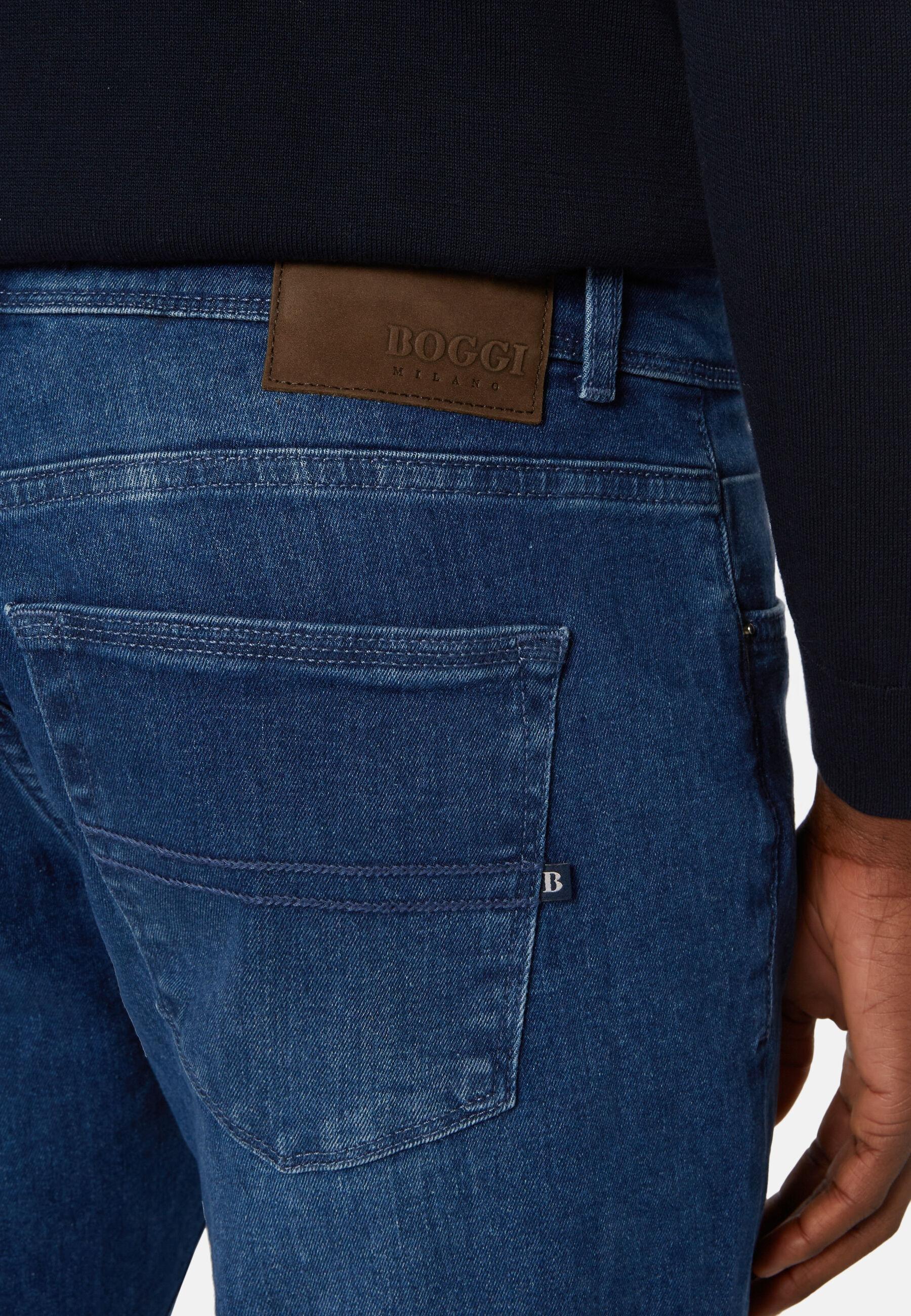 Medium Blue Stretch Denim Jeans Blue, Indigo, large image number 7