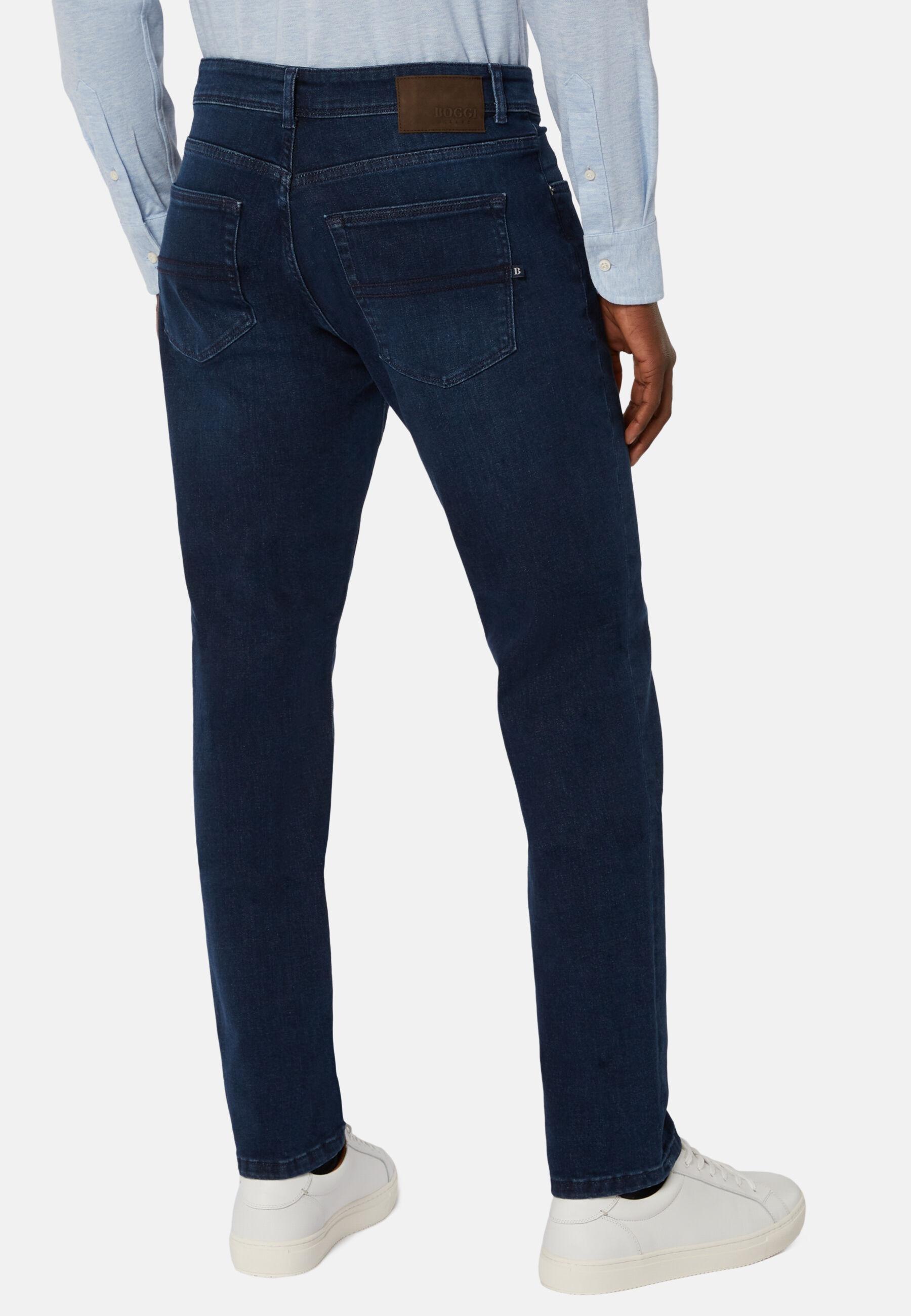 Dark Blue Stretch Denim Jeans Blue, Dark Indigo, large image number 5