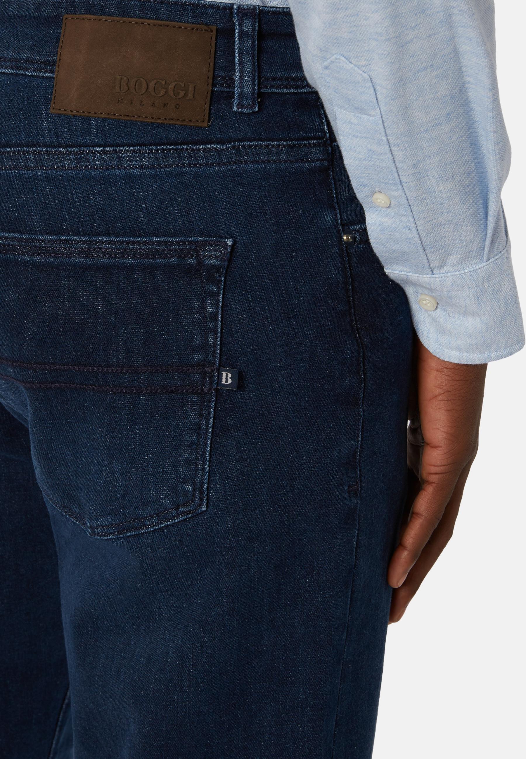 Dark Blue Stretch Denim Jeans Blue, Dark Indigo, large image number 6
