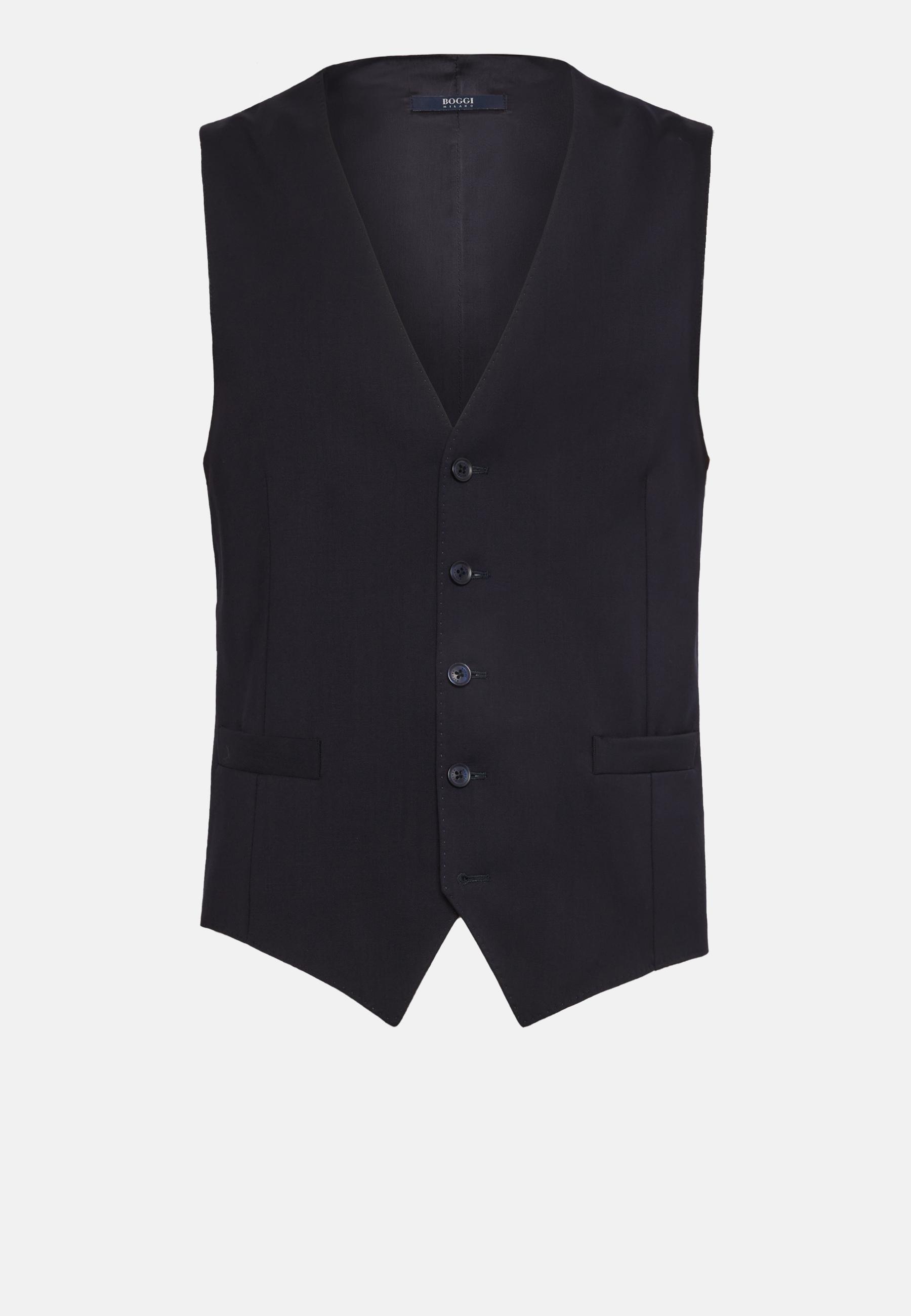 Navy Stretch Wool Twill Waistcoat, , large image number 2