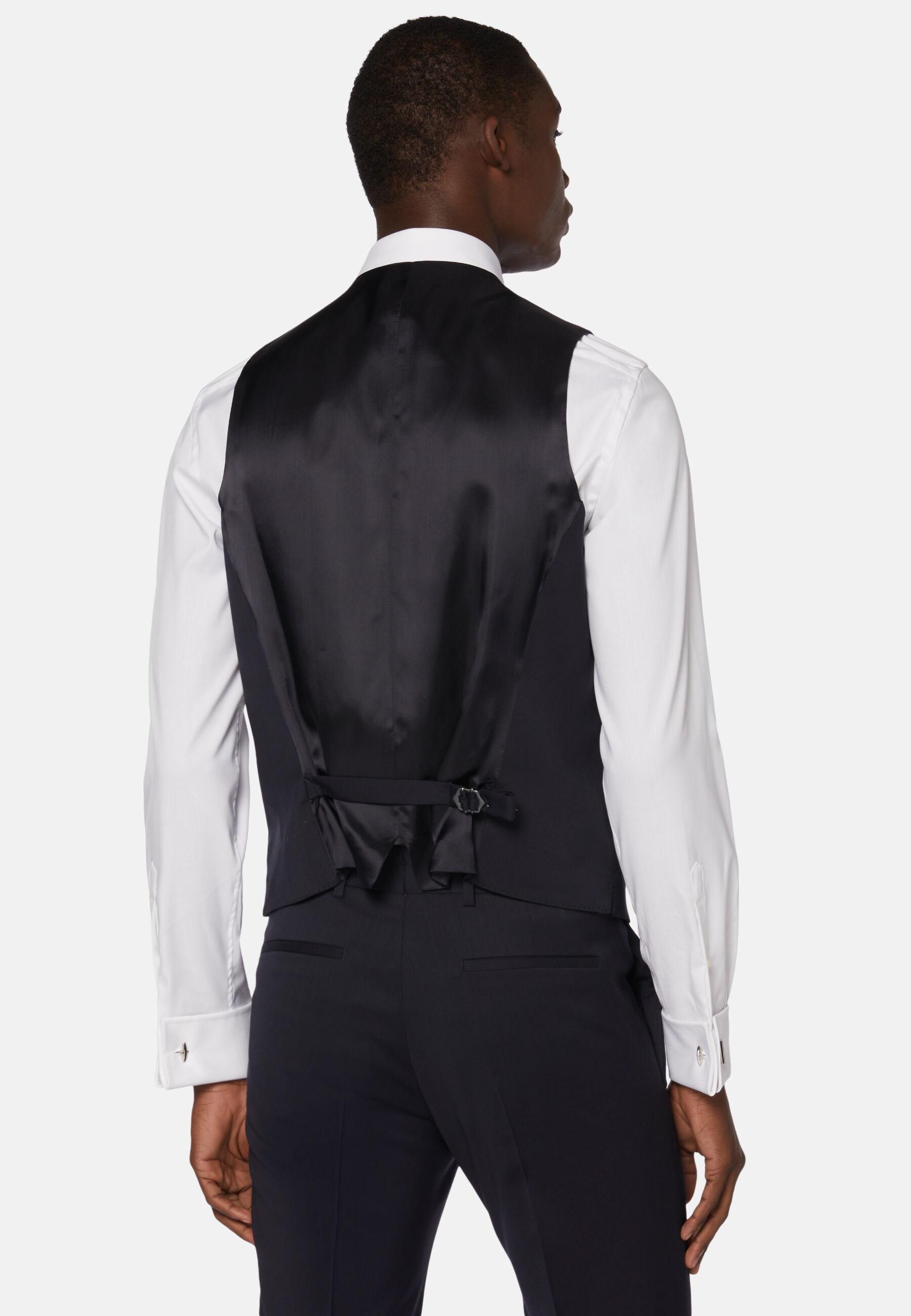 Stretch Wool Twill Waistcoat Navy, Navy blue, large image number 3